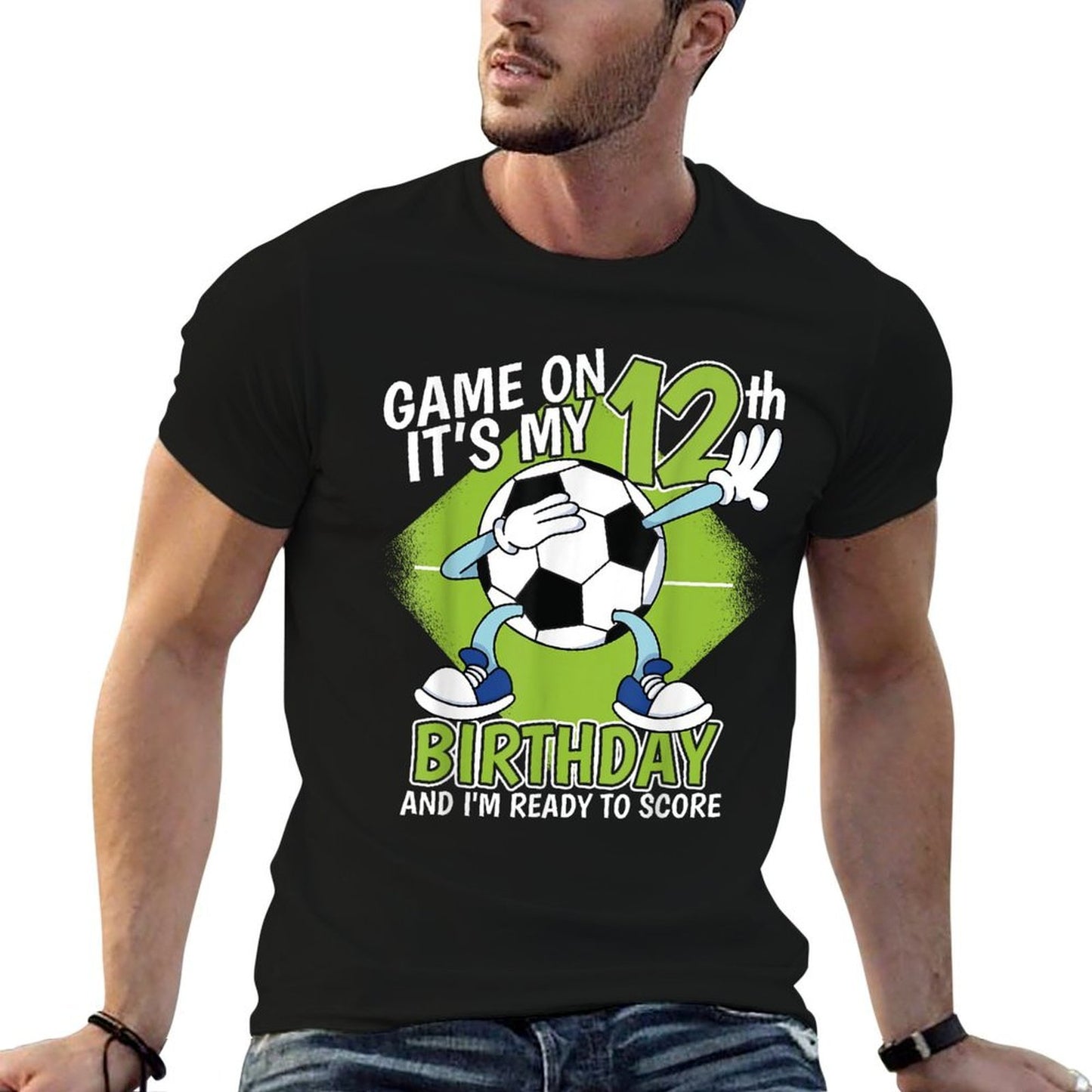 12 Year Old Soccer Player Boy 12th Birthday Soccer Theme Tagless Design T-Shirt