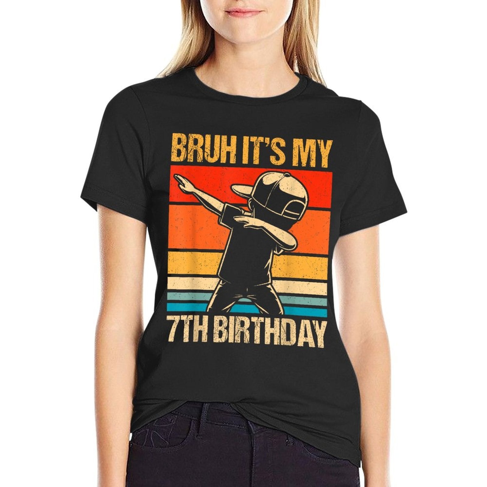 7 Year Old Birthday Dabbing Boy Bruh It's My 7th Birthday  Quick-drying T-Shirt