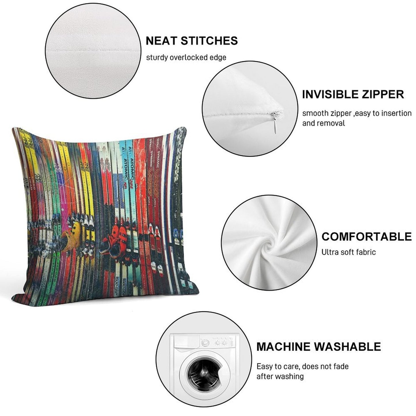 Ski Sun Valley Soft Hidden Zipper Throw Pillow