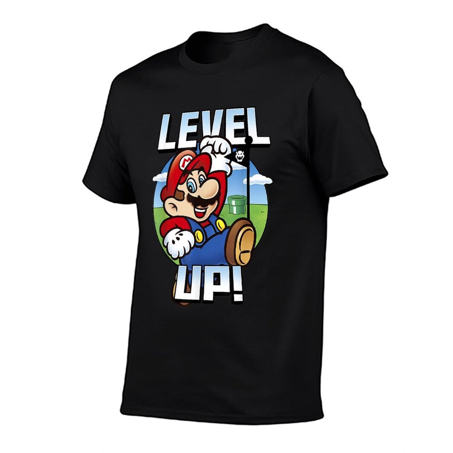 Super Mario Level Up Bowser Portrait Graphic Tagless Design T-Shirt