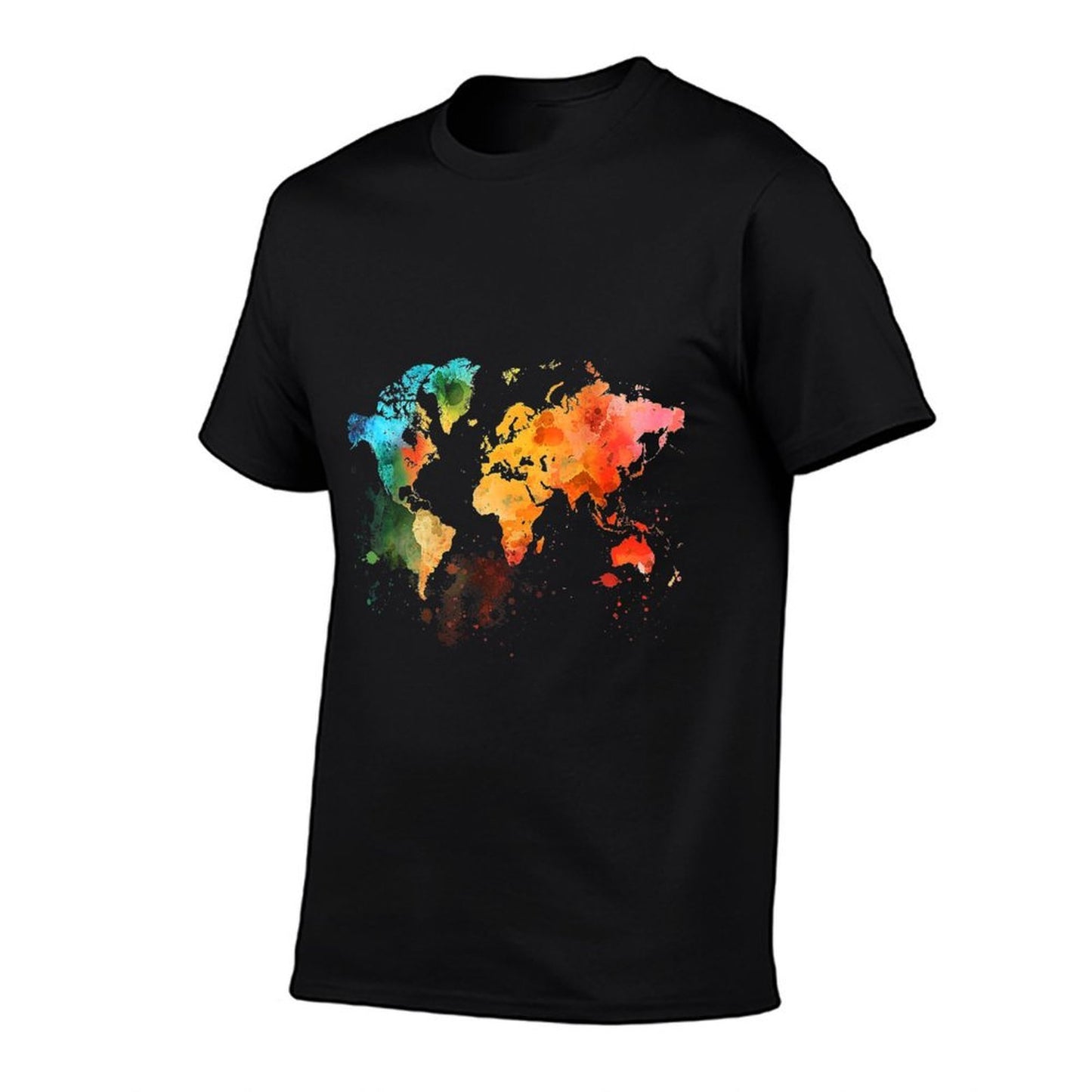 World Map Watercolor Polyester Blend T-Shirt