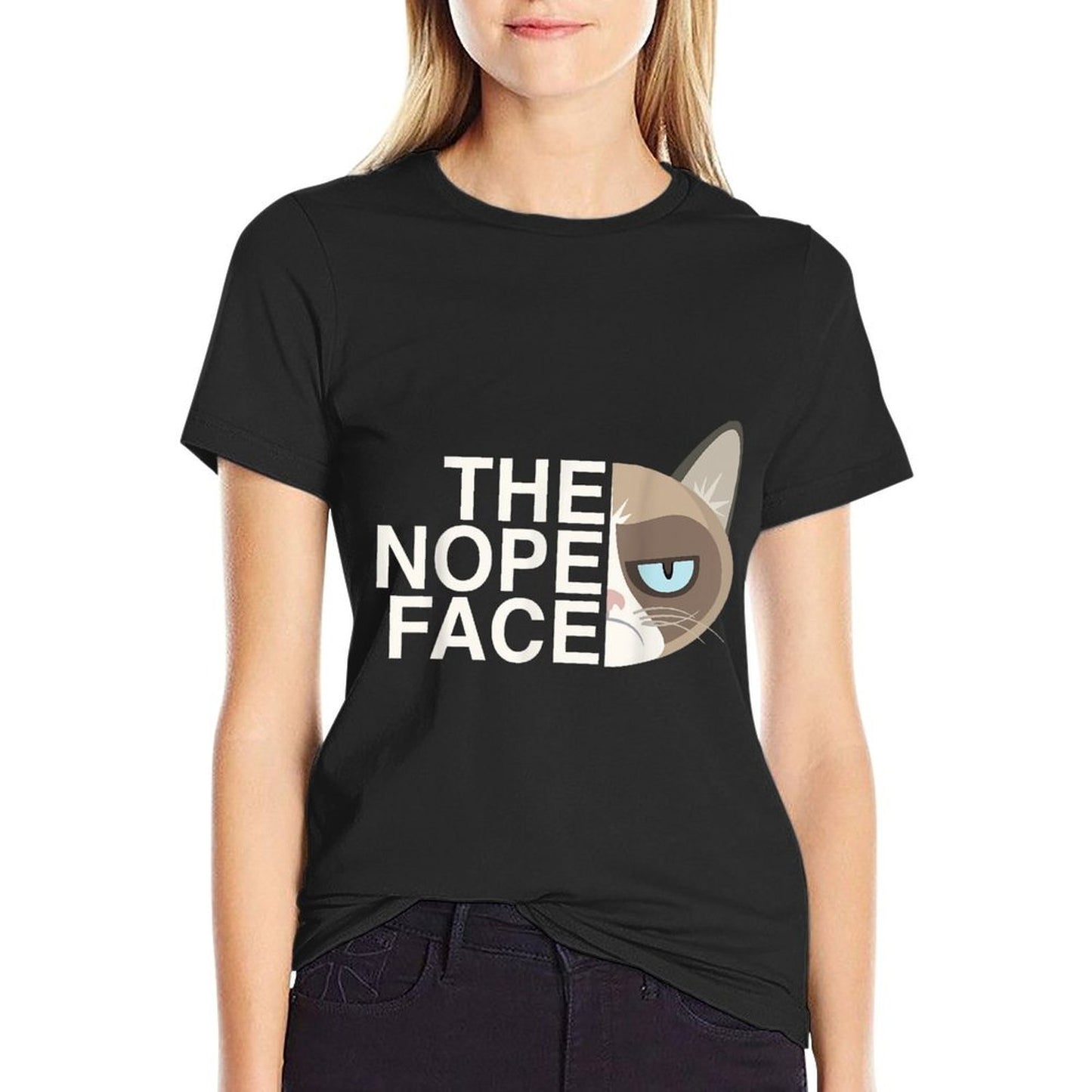 The Nope Face Funny Lazy Cat Joke for Men Women Classic T-Shirt