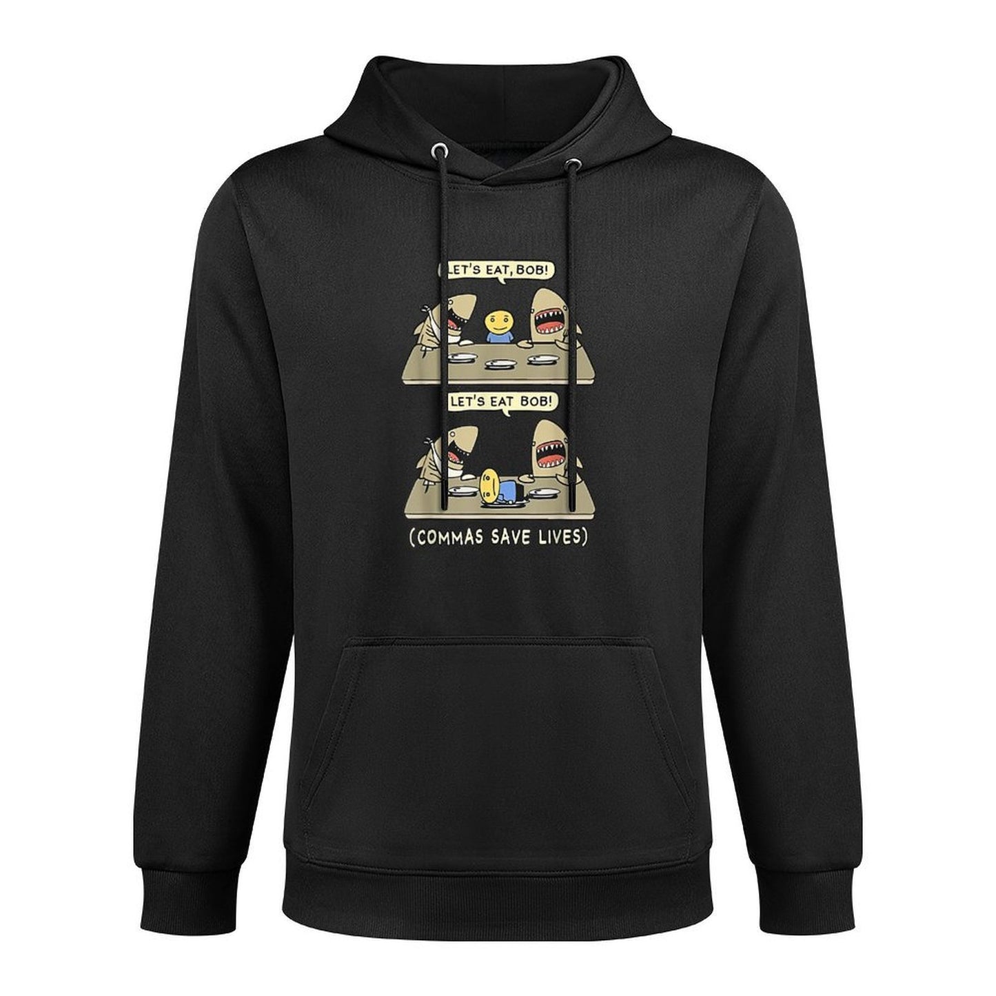 Commas Punctuation Shark Lets Eat Funny English Grammar Casual Wear Hoodie