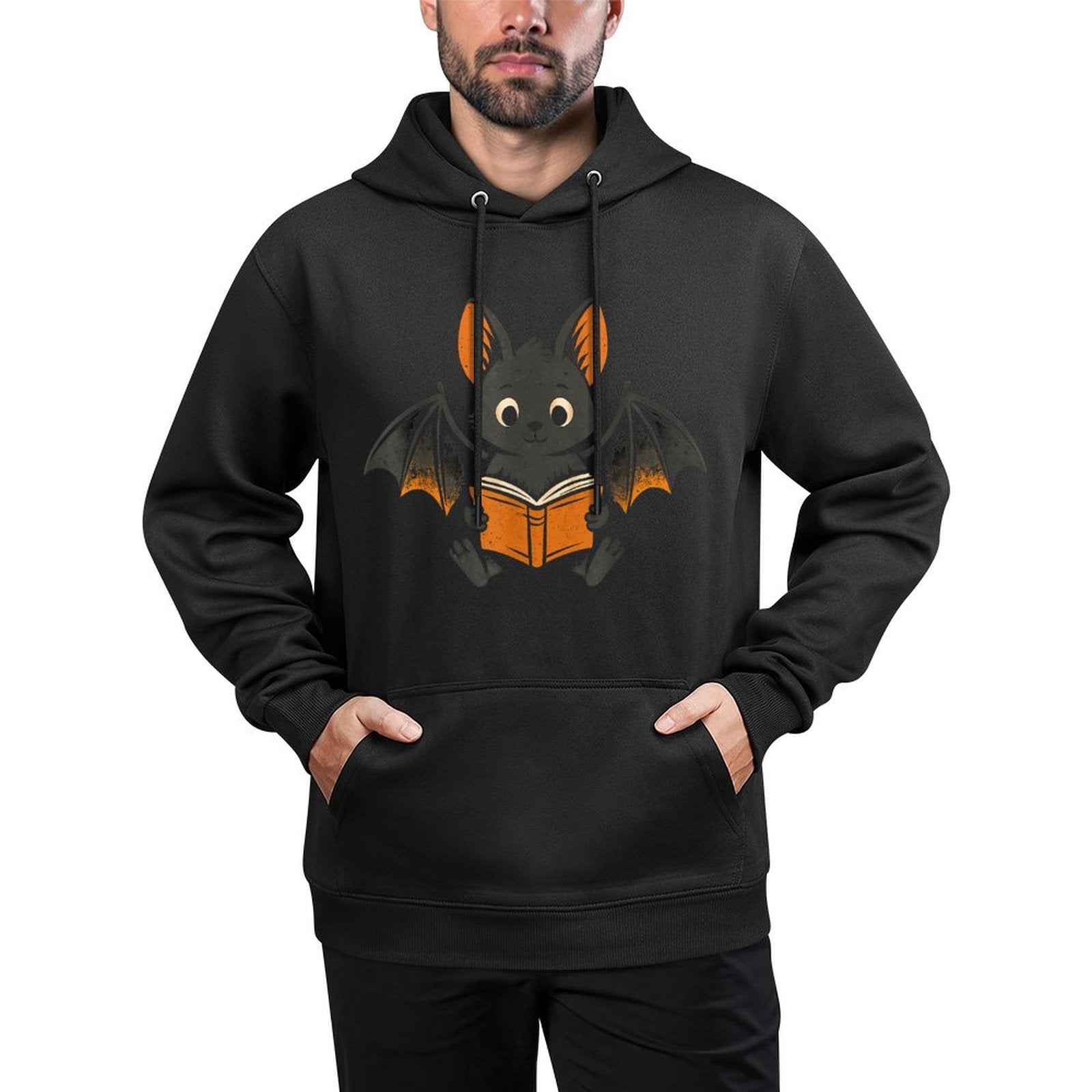 Bat Reading Book Adjustable Hood Hoodie
