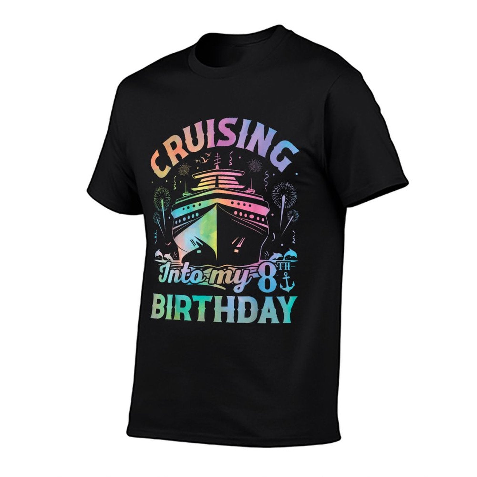 8 Years Old Birthday Tie Dye Cruising Into My 8th Birthday  Tagless Design T-Shirt