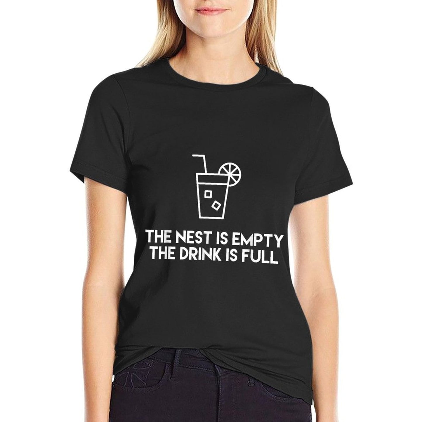 The Nest Is Empty The Drink Is Full Empty Nester Heathered Texture T-Shirt