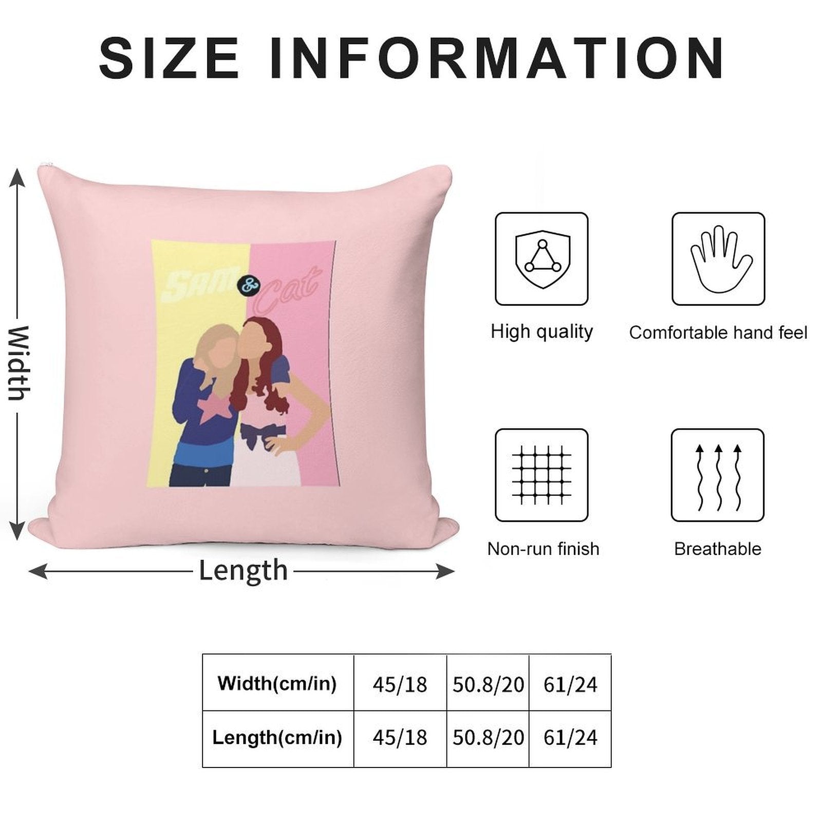 Sam And Cat Drawing Soft Reinforced Edging Throw Pillow