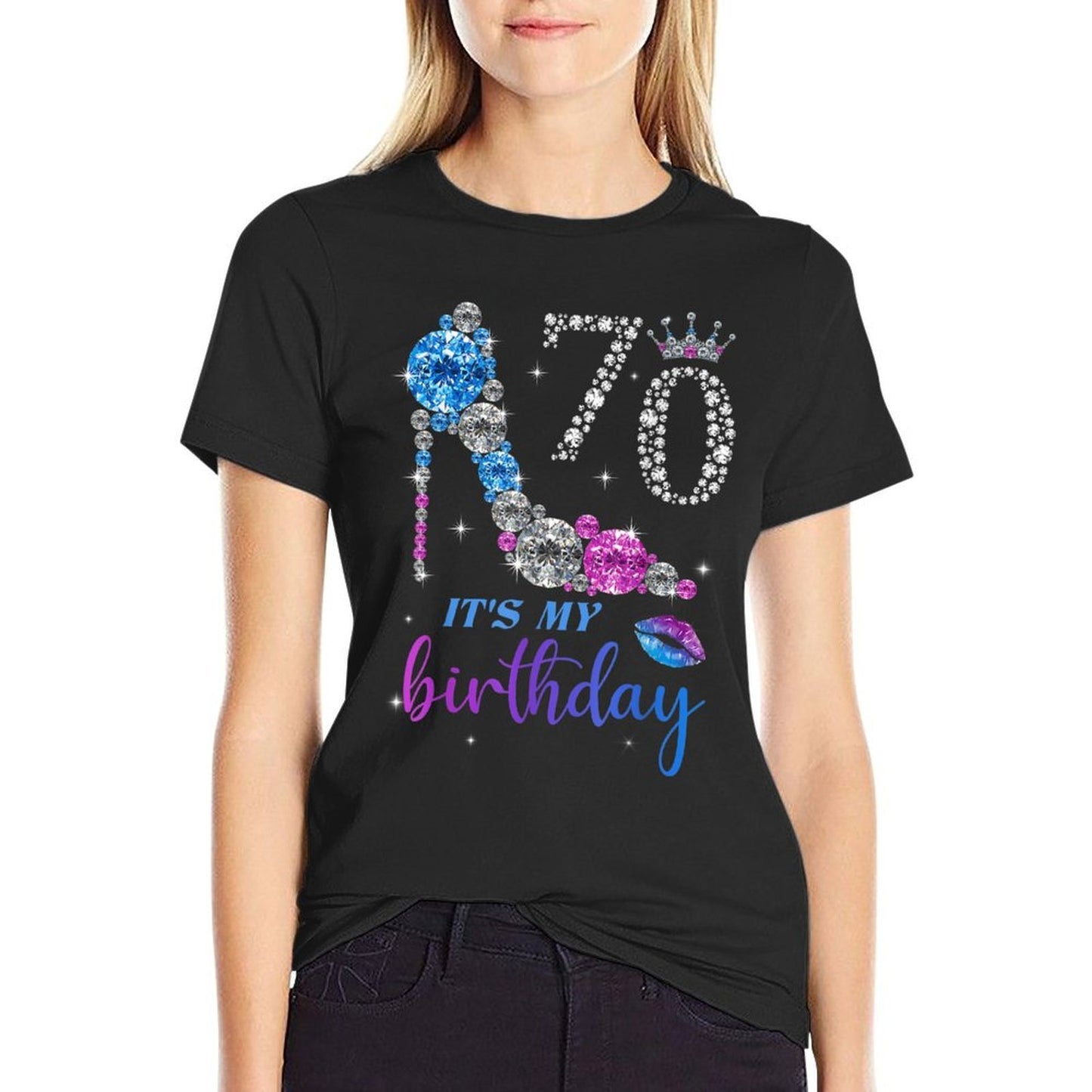 Women It's My 70th Purple Shoe Crown Happy 70th Birthday Lightweight T-Shirt