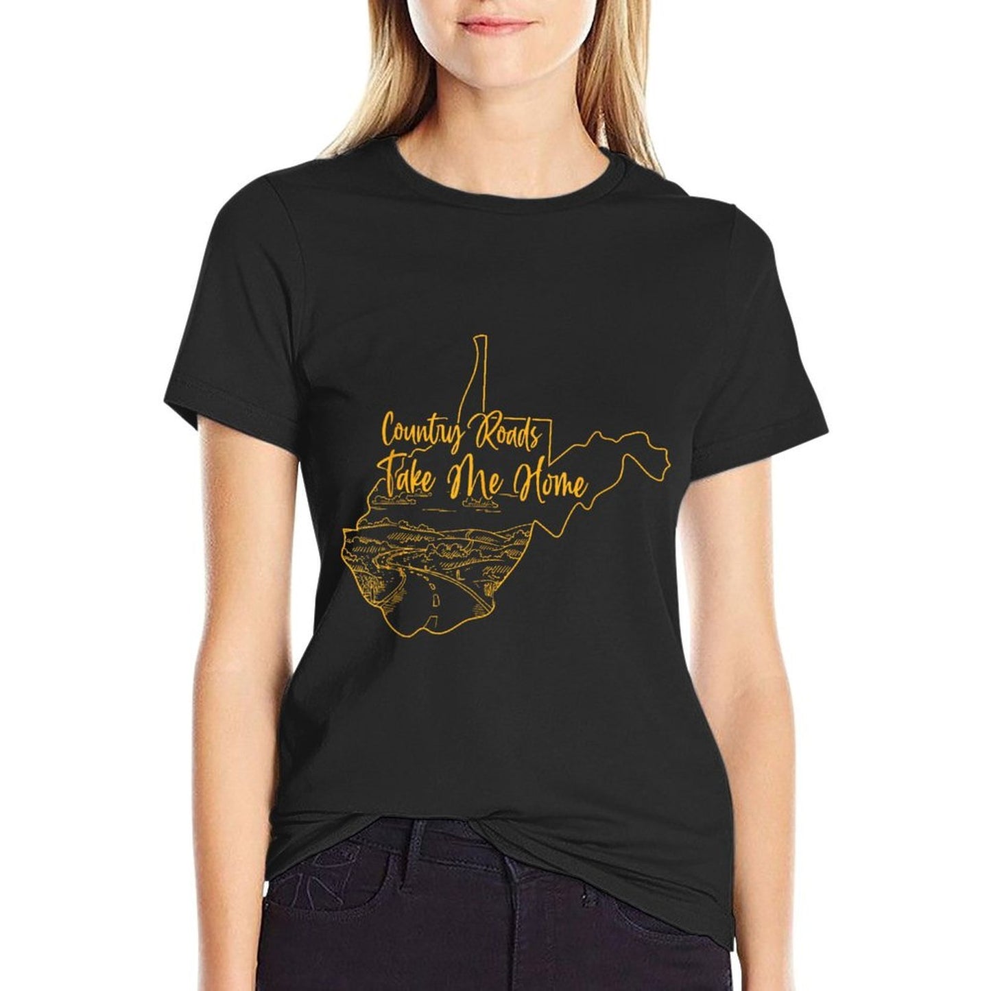 West Virginia Pride WV Home Country Roads Footprint Slim-fit Cut T-Shirt