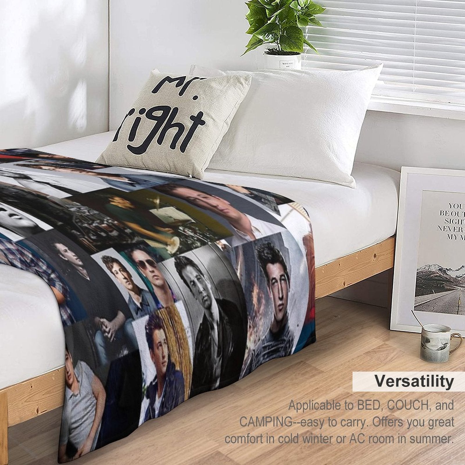 Miles Teller Abstract Square Photos Seamless Collage All-season Throw Blanket