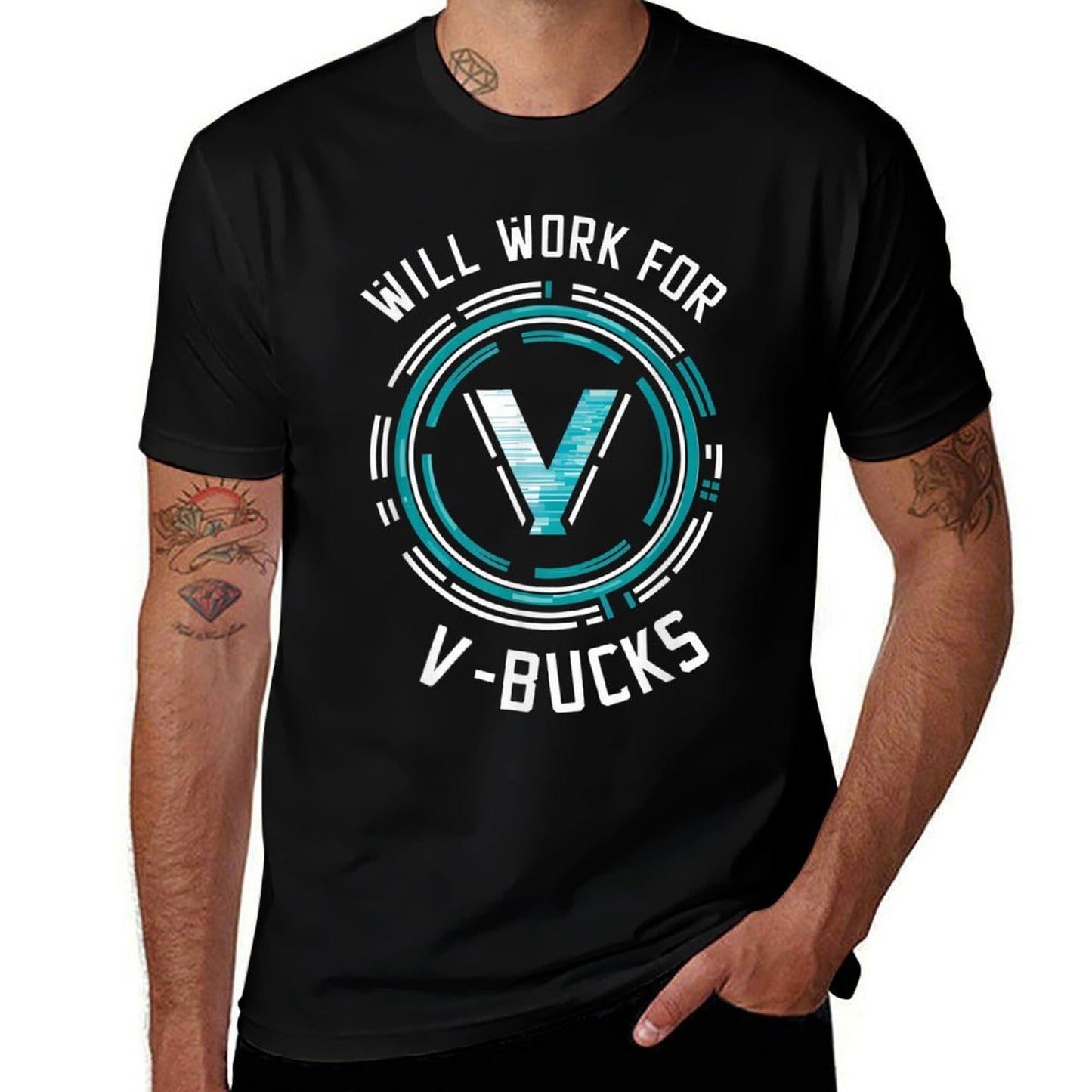 Will Work for V-Bucks Battle Royale Gamer Trendy Pattern T-Shirt