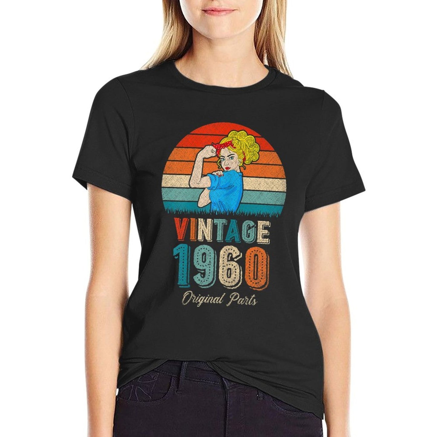 Womens 60th Birthday Tshirts For Women Original Parts Vintage 1960 Tagless Design T-Shirt