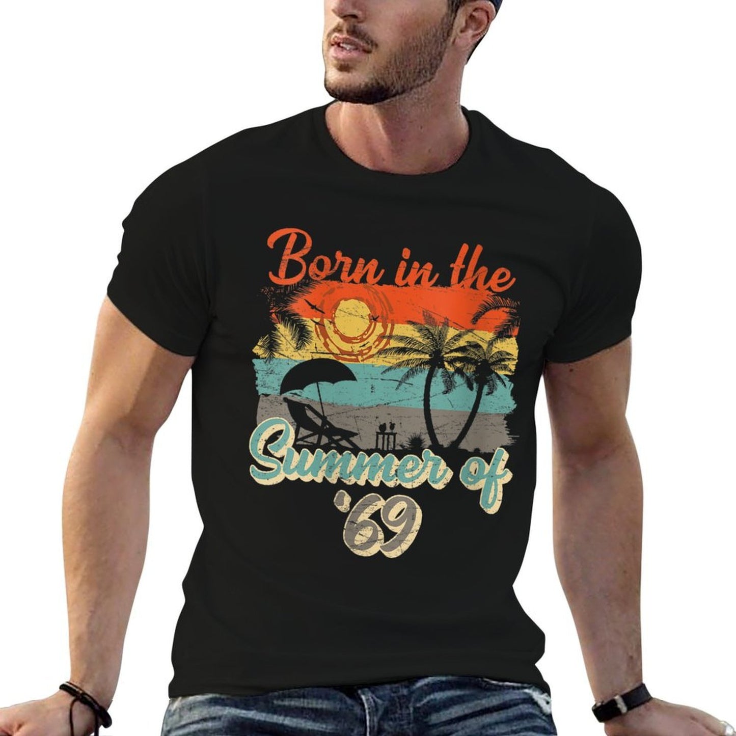 Womens Born In The Summer Of 69 50th Birthday Vintage Tagless Design T-Shirt