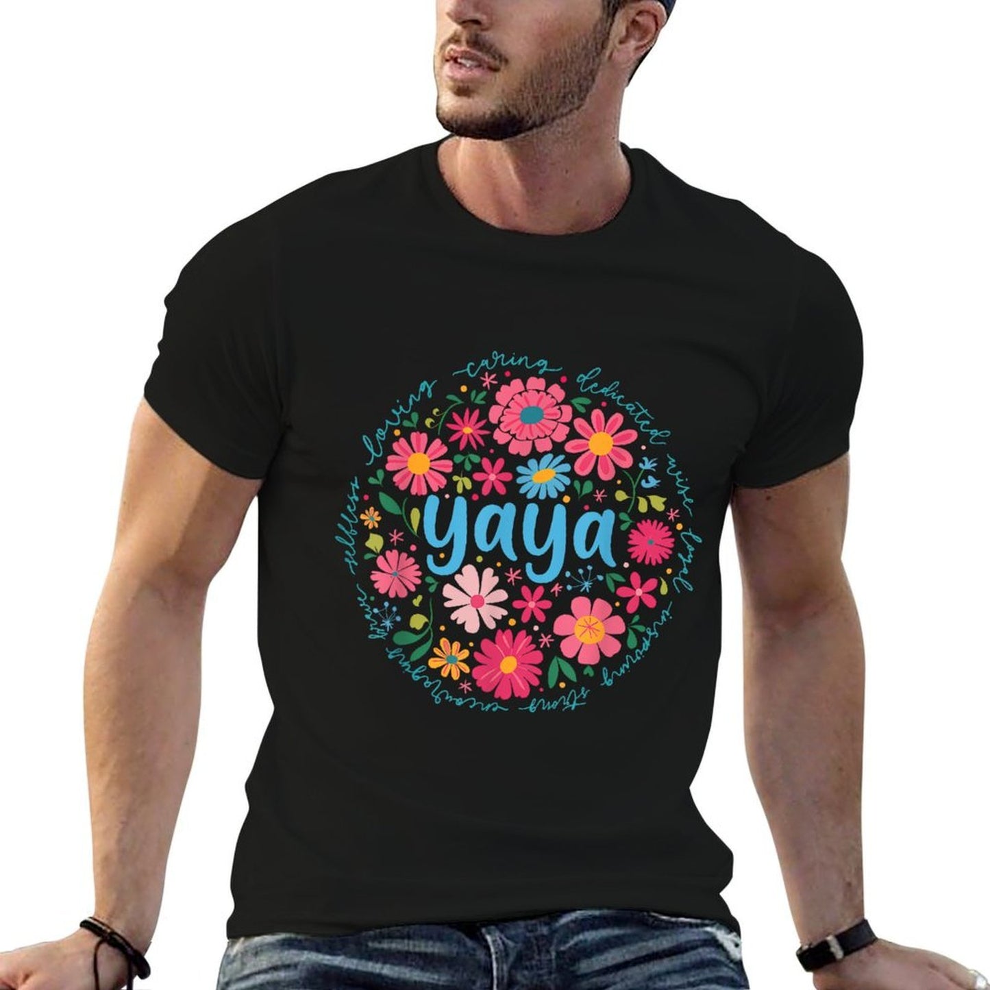 Yaya Mothers Day For Grandma Wildflower Floral Women Tagless Design T-Shirt