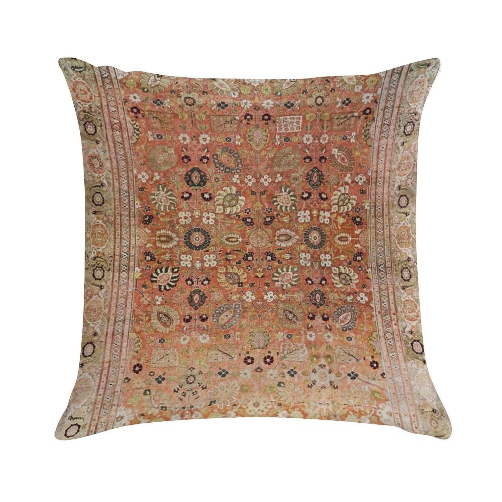 Antique Tabriz Persian Rug Print Soft Warmth Comfort Throw Pillow