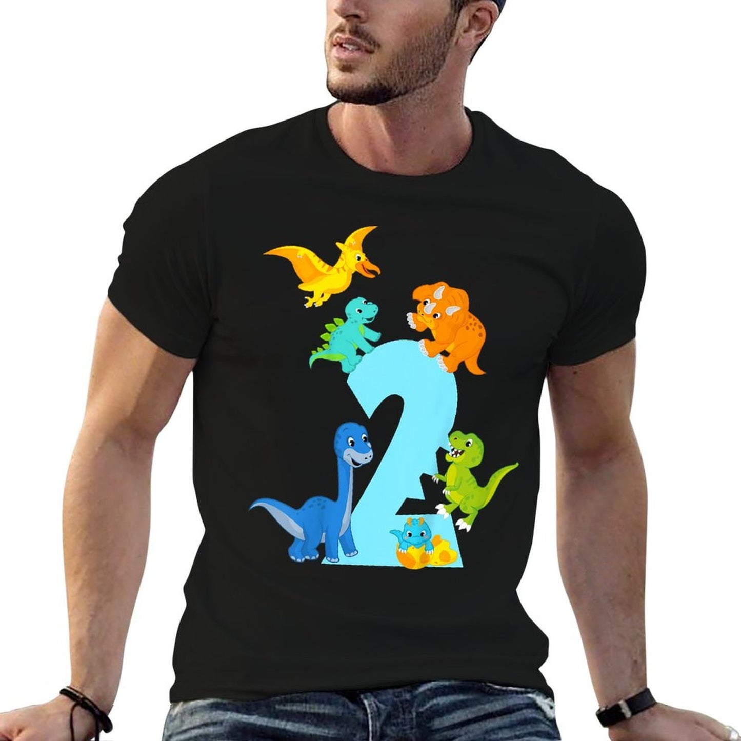 2 Years Old Dinosaur Toys Dino Slogan 2nd Birthday Boy Summer-ready Fabric T-Shirt