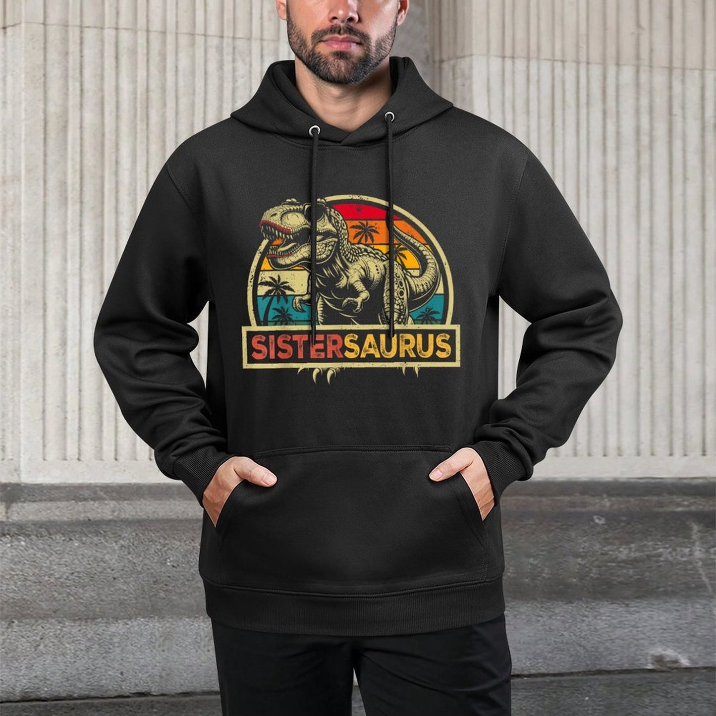 Sistersaurus T Rex Dinosaur Sister Saurus Family Matching Customizable Surface Hoodie