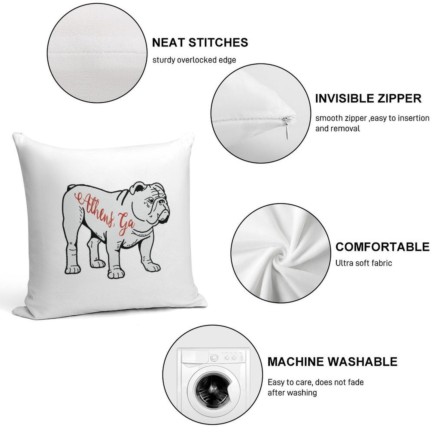 Athens Go Dawgs UGA Soft Anti-Pilling Throw Pillow