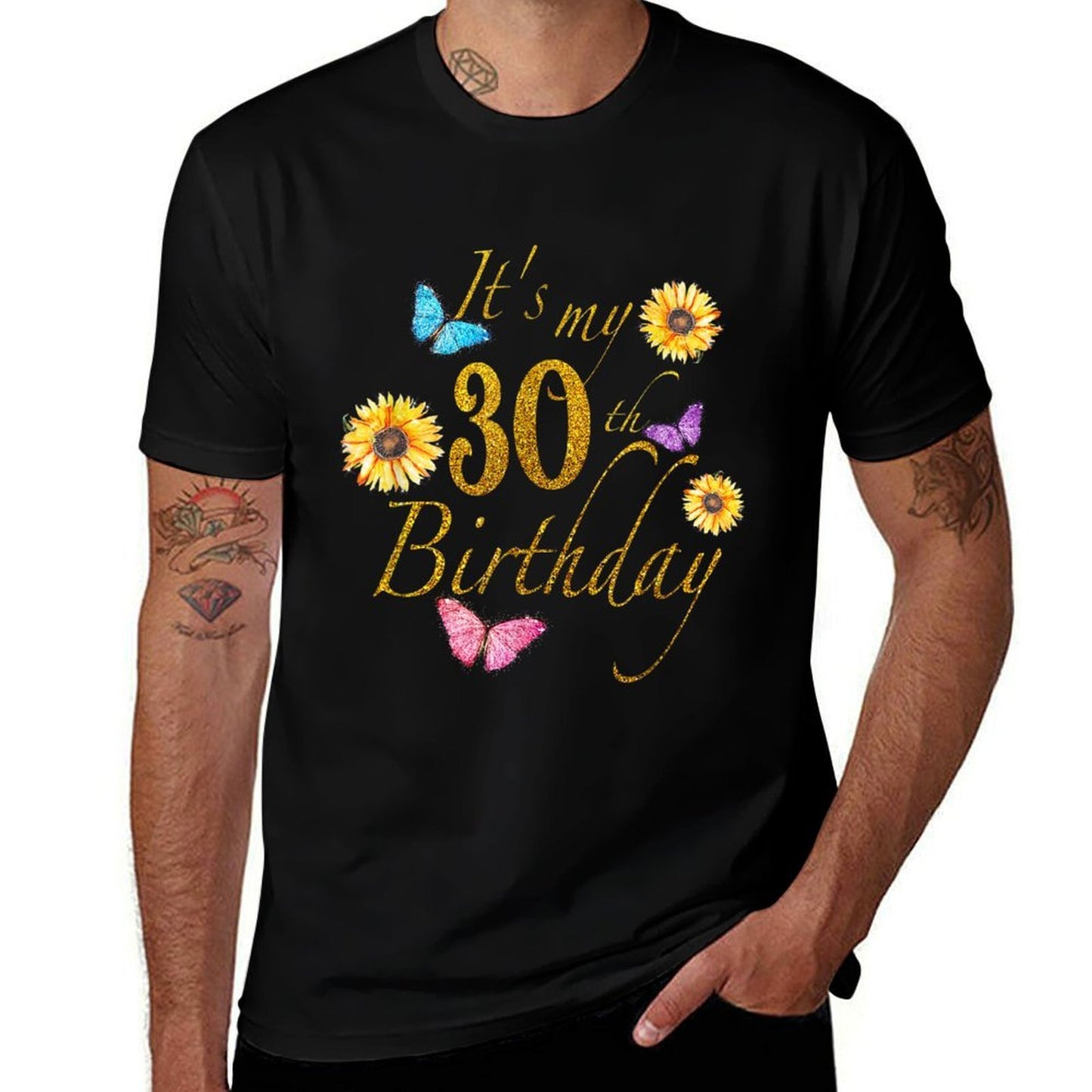 Sunflower Butterfly Happy Its My 30th Birthday Gift Eco-friendly Material T-Shirt