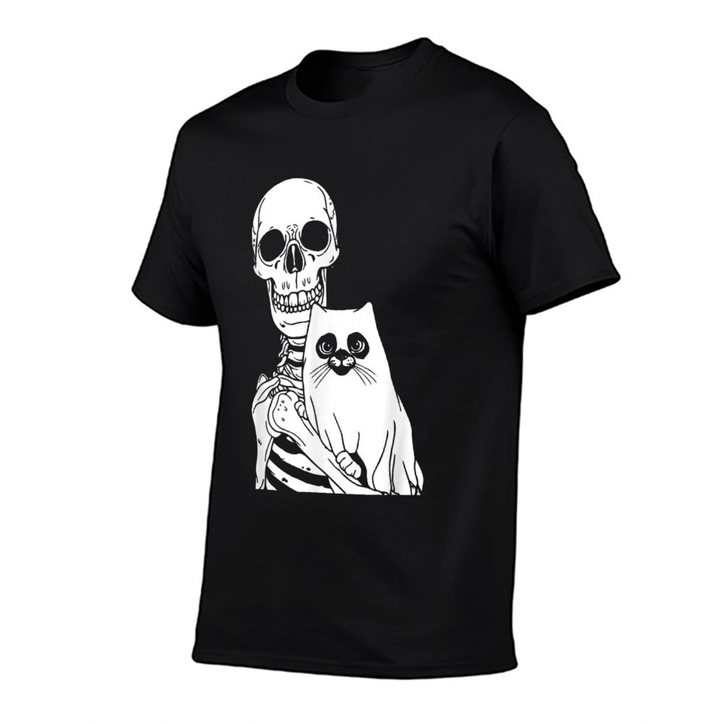 Skeleton Holding Cat Lazy Halloween Costume Skull Kitten  Soft T-Shirt