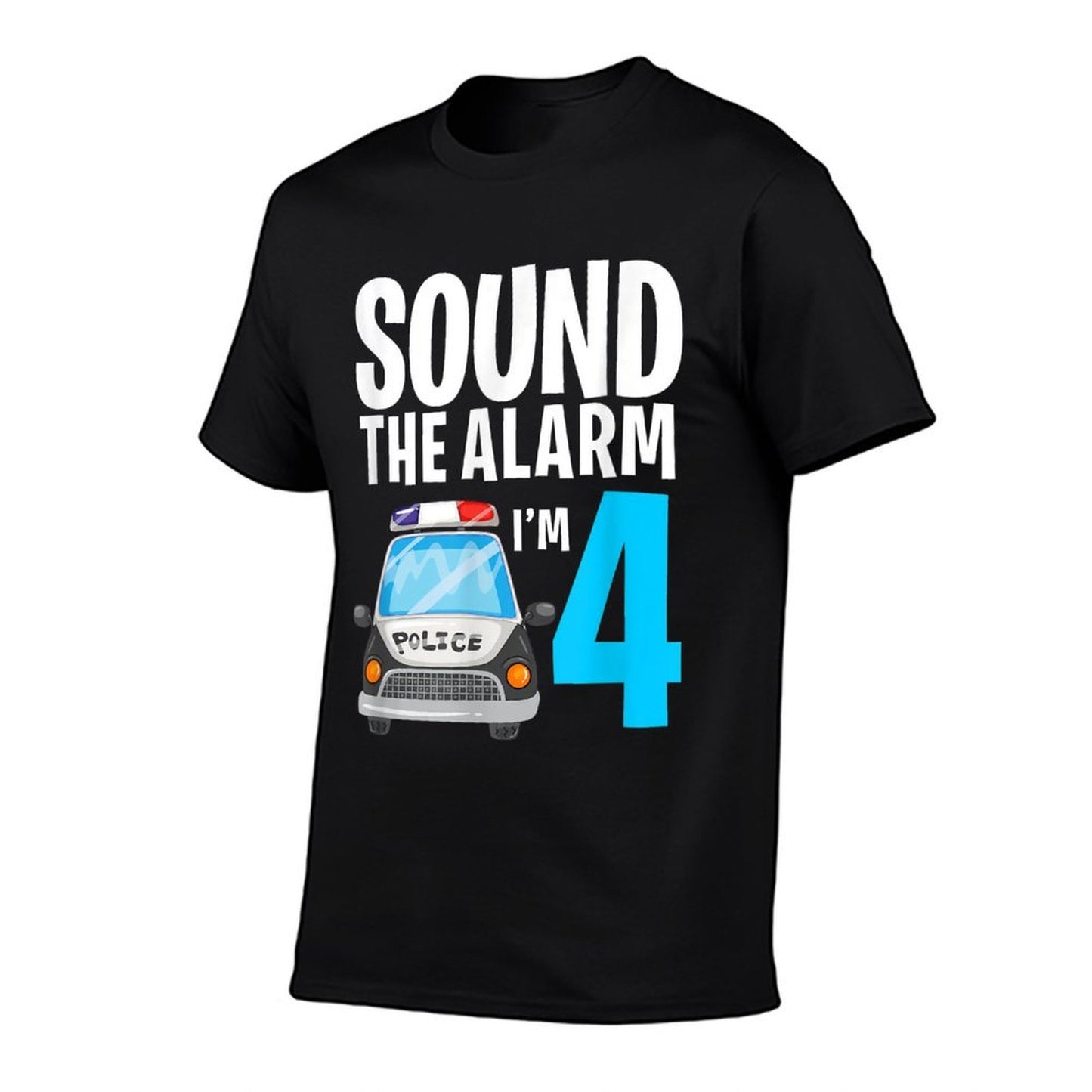 Sound The Alarm I'm 4 Four Year Old Police Car Policeman Eco-friendly Material T-Shirt