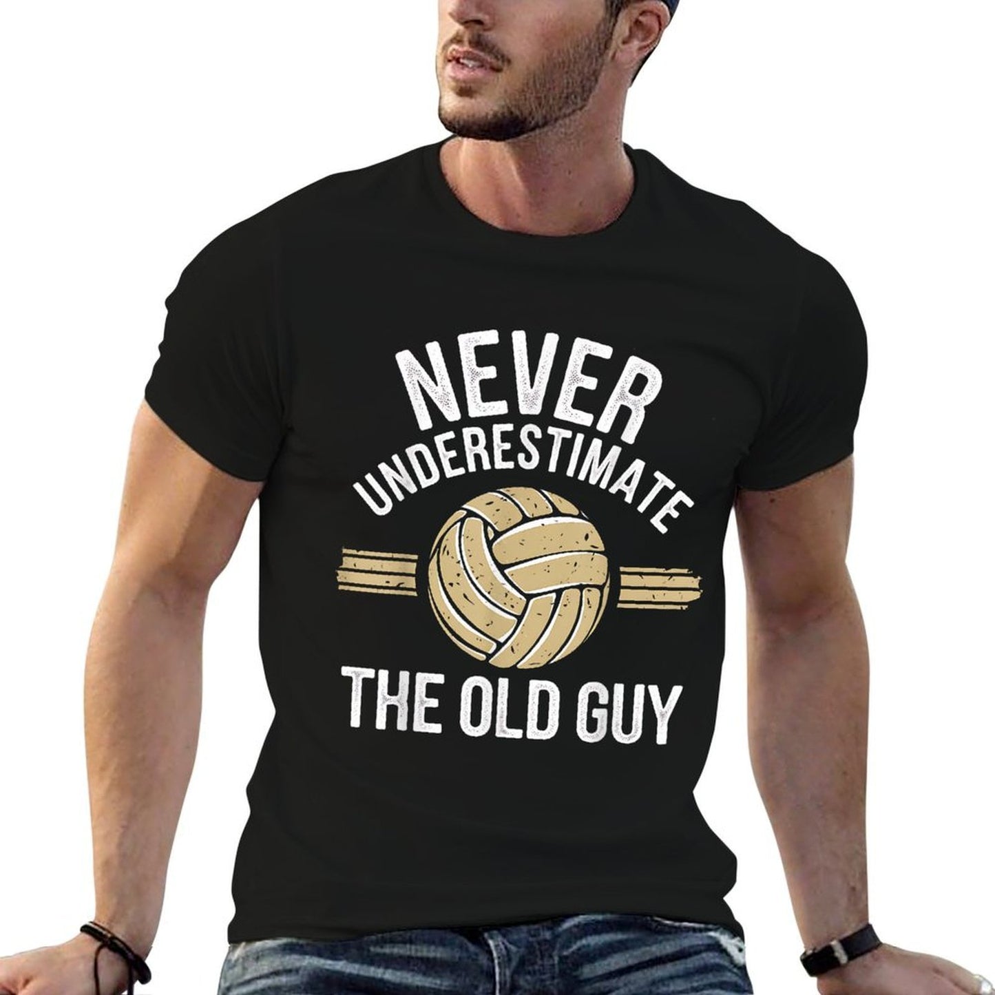 Volleyball Never Underestimate The Old Guy Vintage Sports Polyester Blend T-Shirt