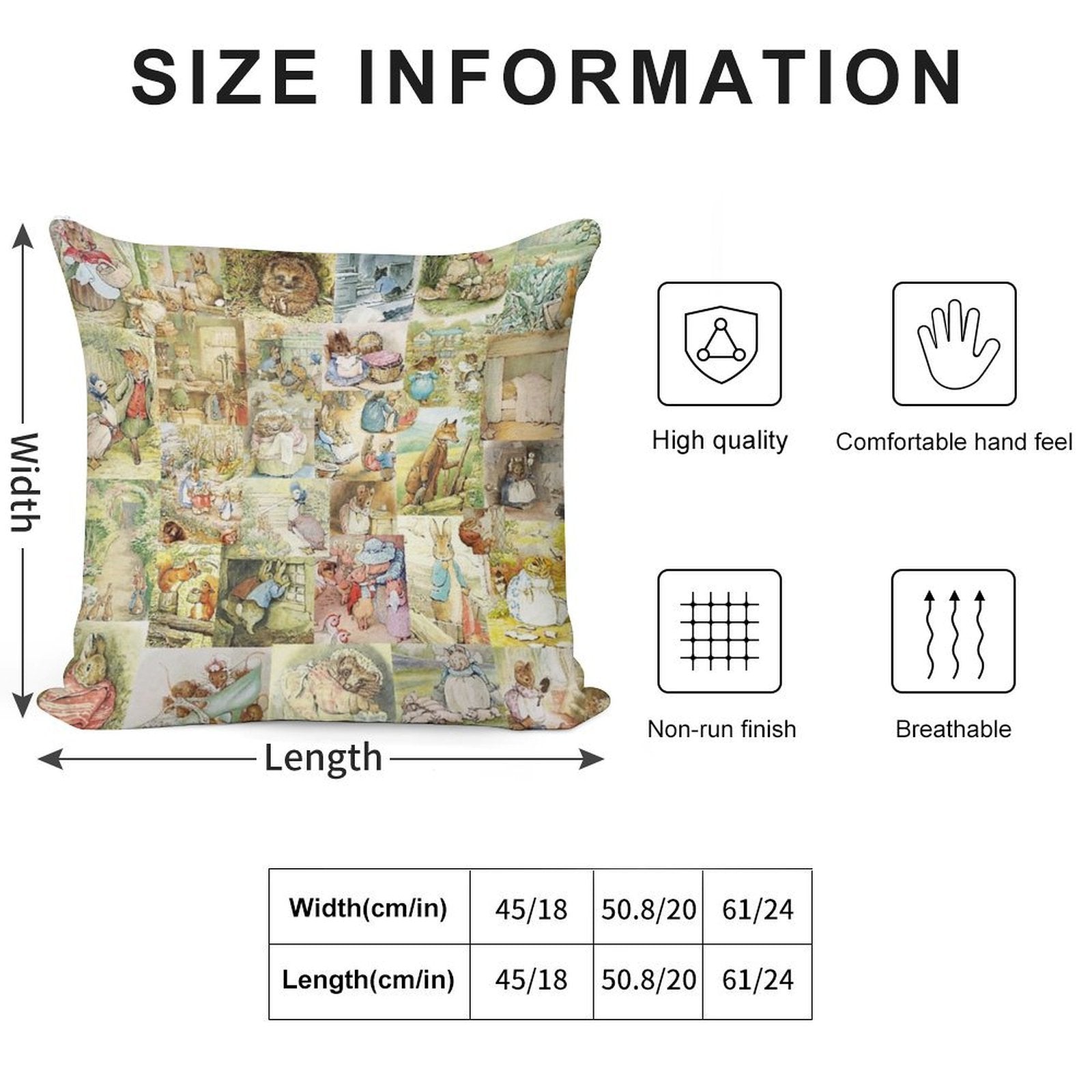 Beatrix Potter Collage Soft Washable Throw Pillow