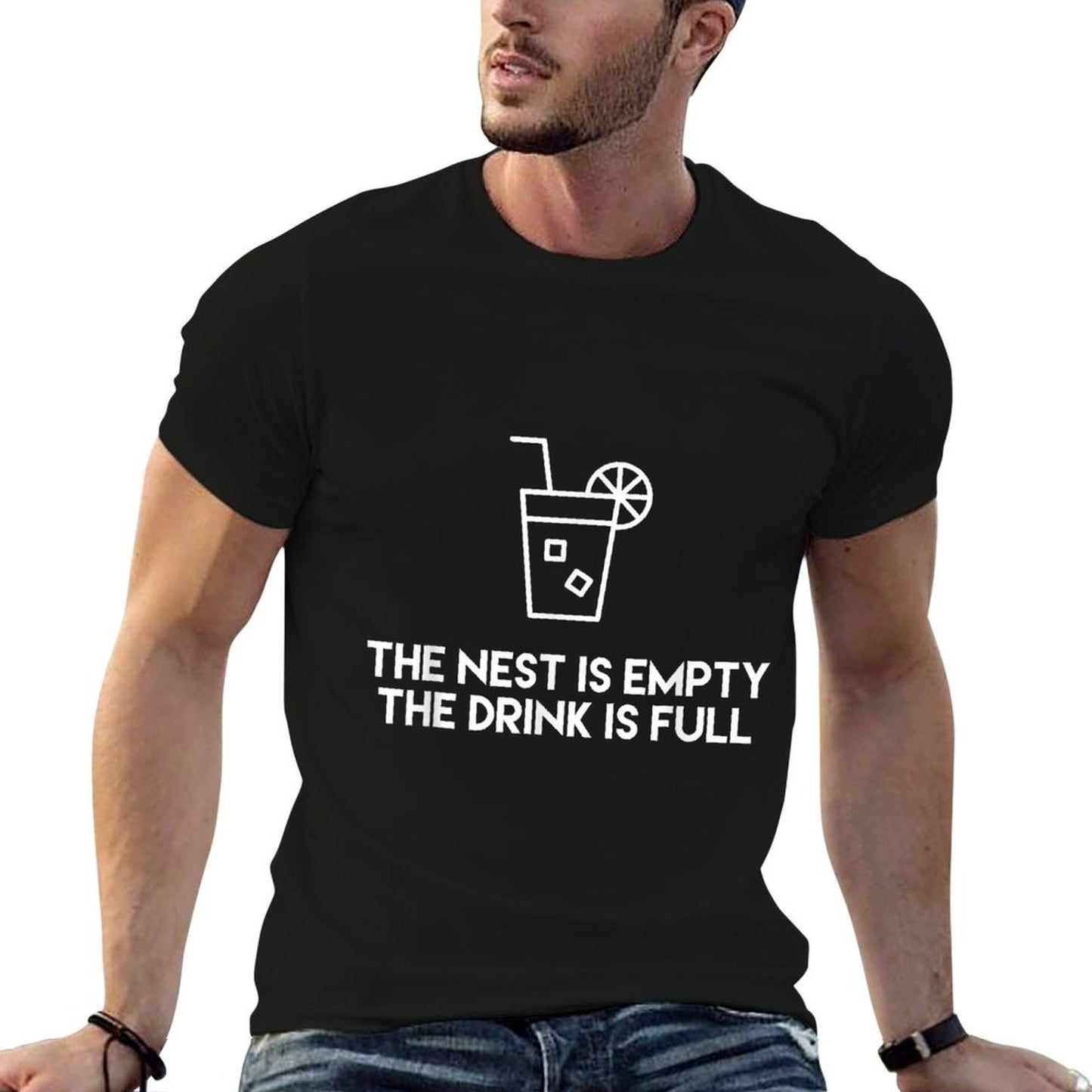 The Nest Is Empty The Drink Is Full Empty Nester Heathered Texture T-Shirt