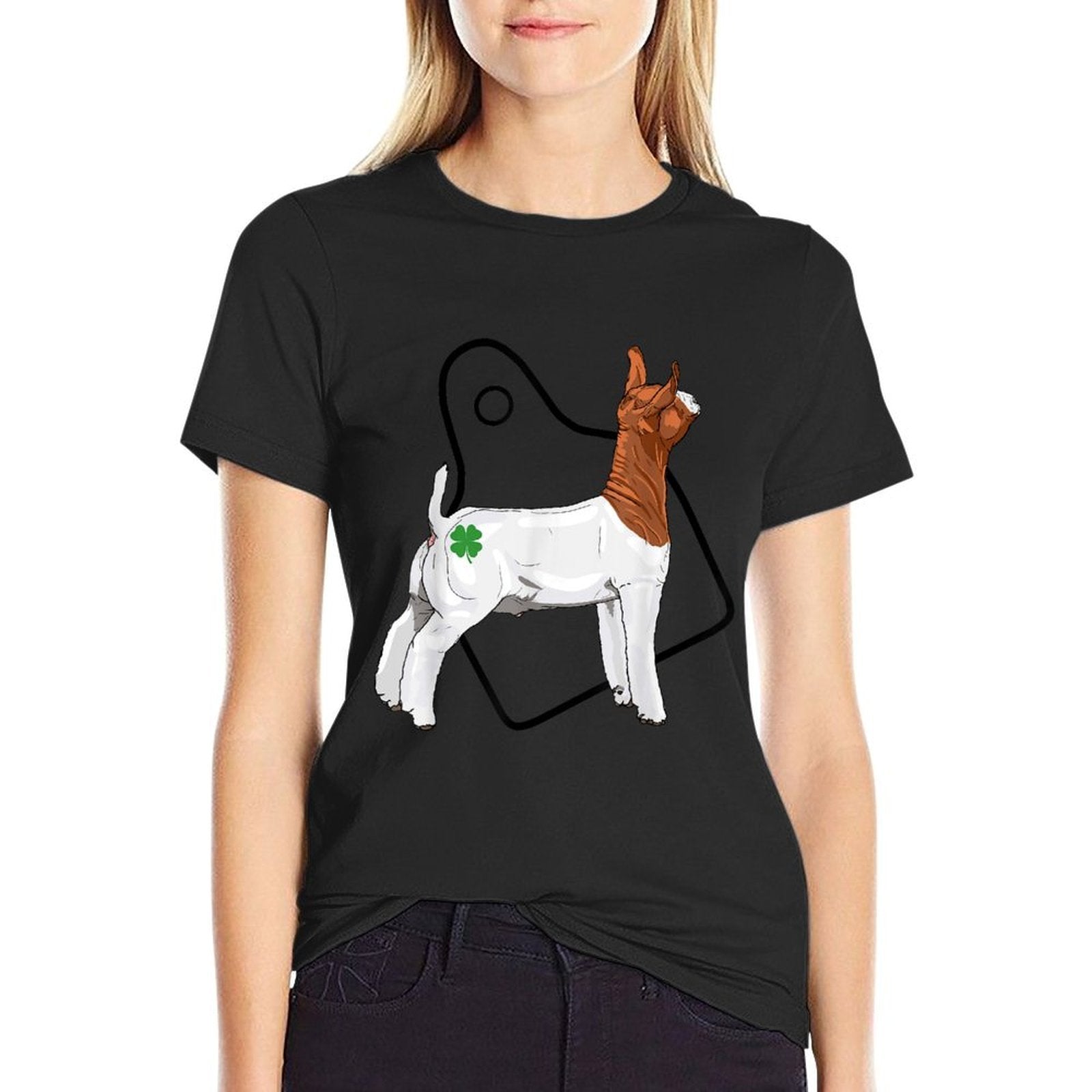 Show Market Wether Boer Goat Four Leaf Clover And Eartag  Classic T-Shirt