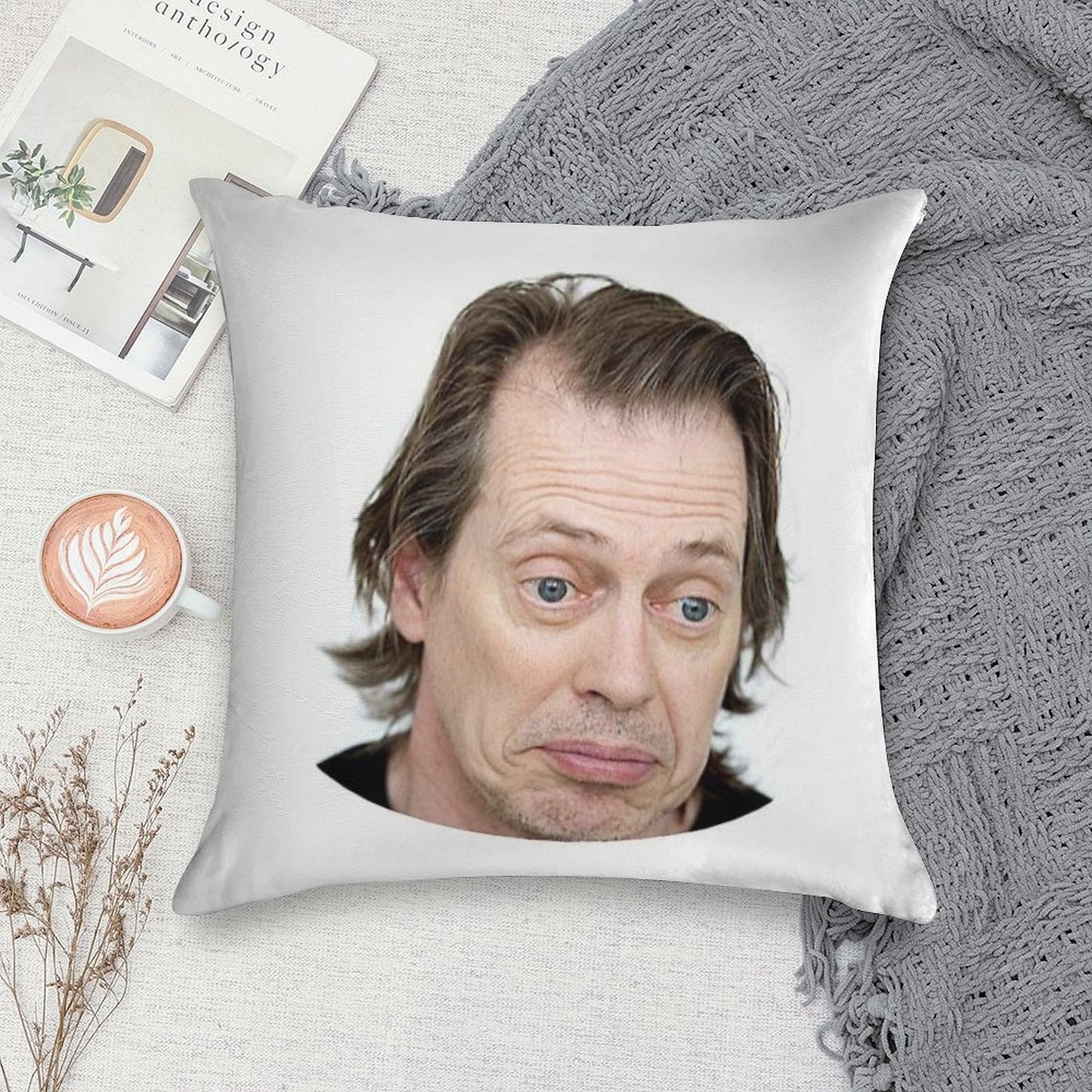 Steve Buscemi Meme Funny! Soft Shrink-Resistant Throw Pillow
