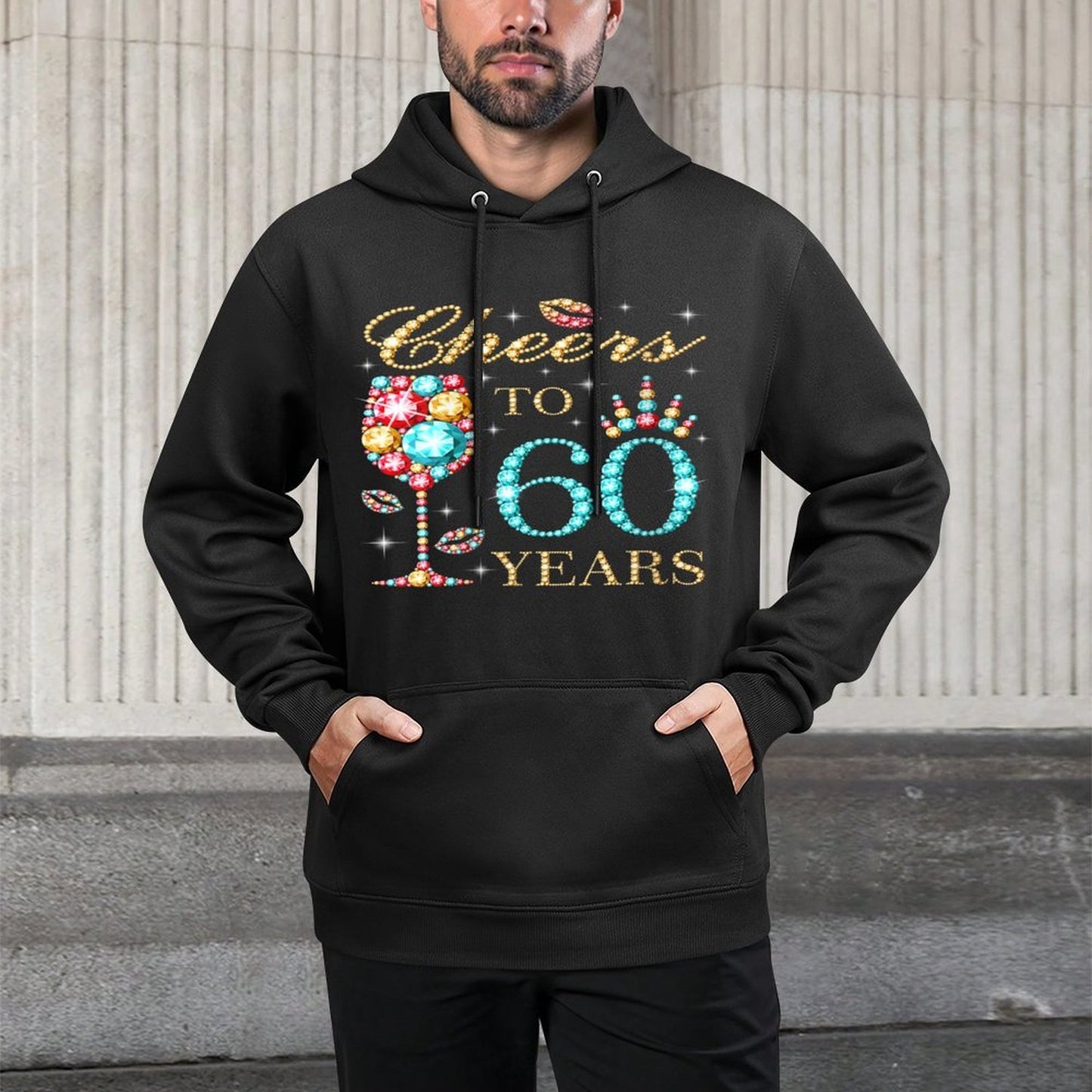 Womens Cheers To 60 Years, 60 Years Old Women, 60 Birthday Cute Casual Wear Hoodie