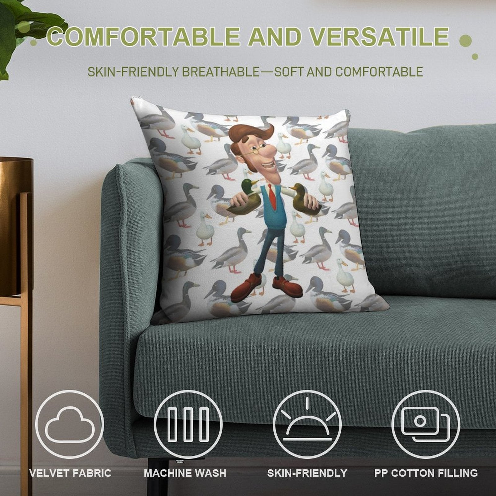 Actually, I'm More of A Duck Kind of Guy Soft Durable Construction Throw Pillow