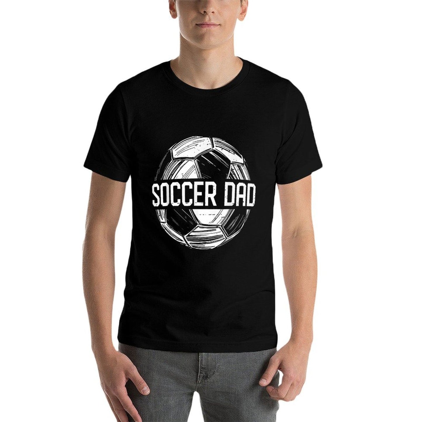 Soccer Dad Family Matching Team Player Gift Sport Lover Papa  Ribbed Collar T-Shirt