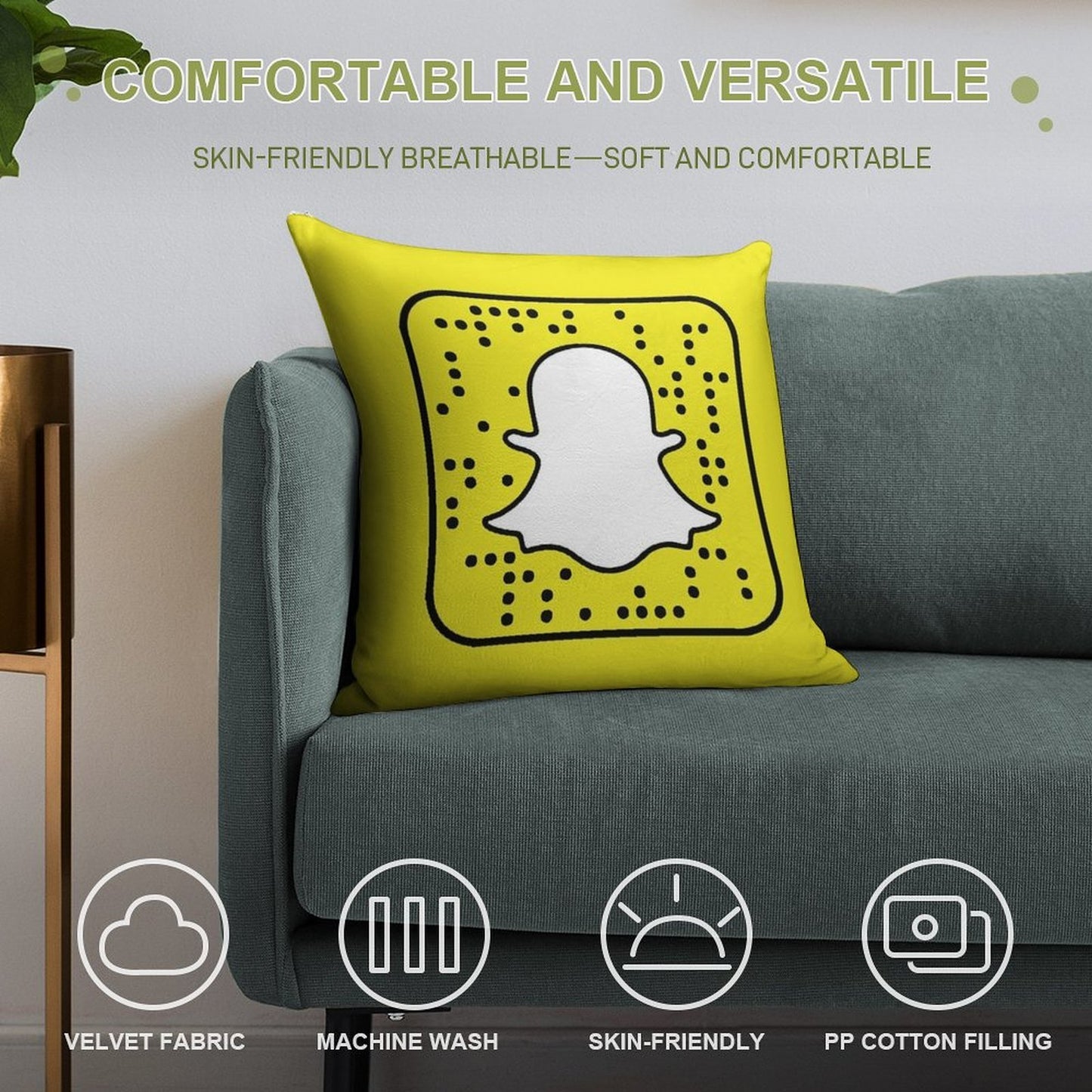 Snapchat Logo Pillow Soft Luxury Feel Throw Pillow