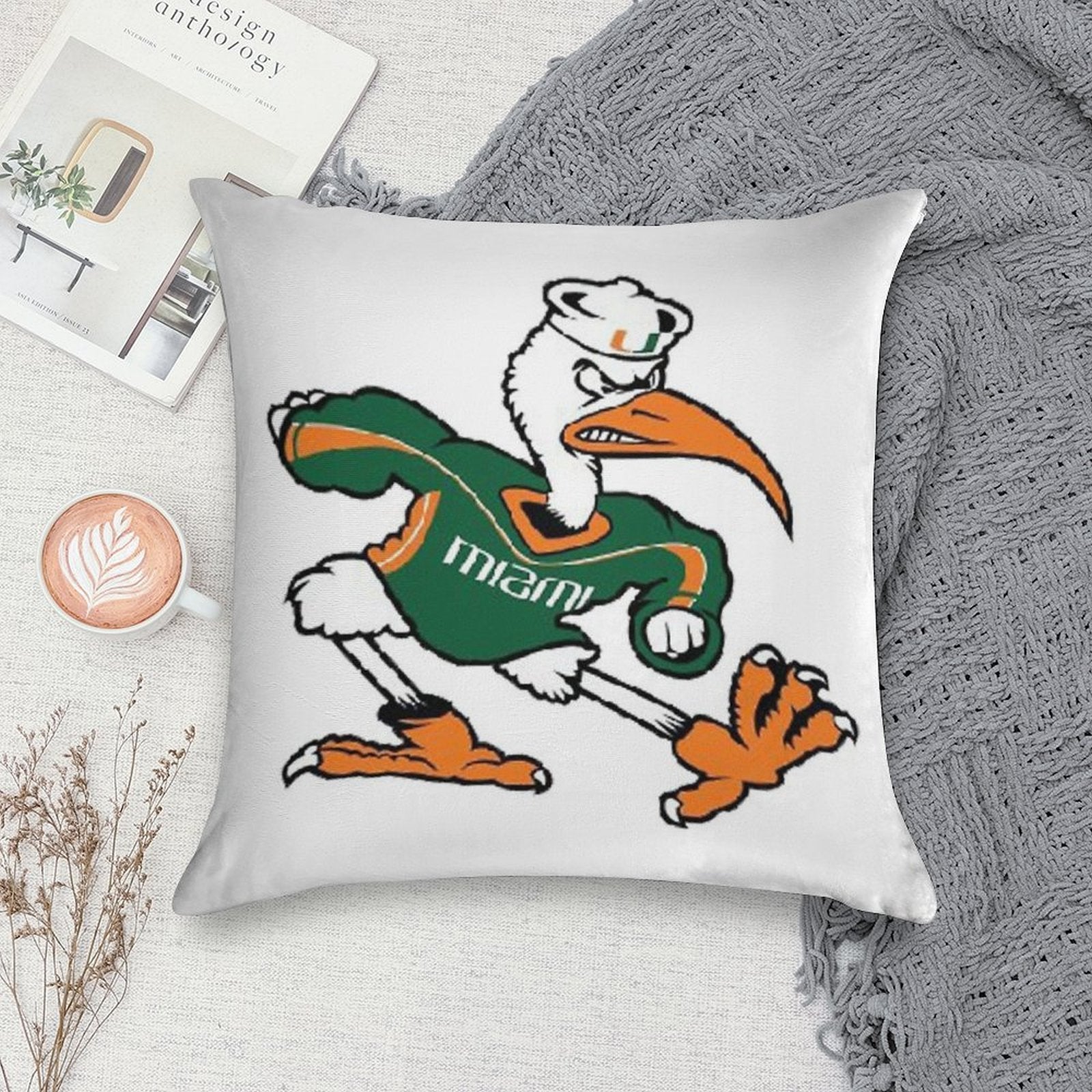 Miami Hurricanes Soft Luxury Feel Throw Pillow