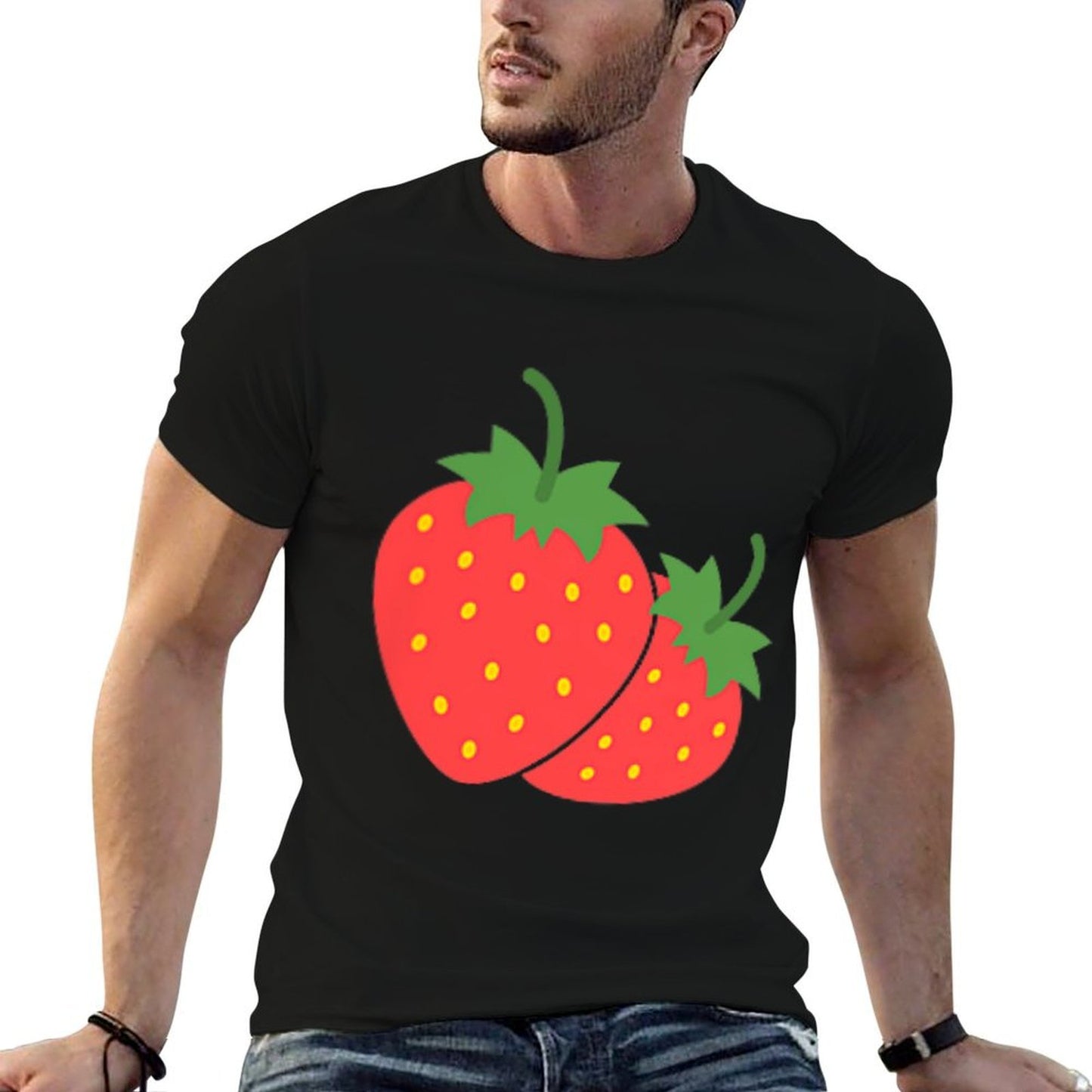 Strawberry Pocket Strawberry Art Trendy Stretchy T-Shirt