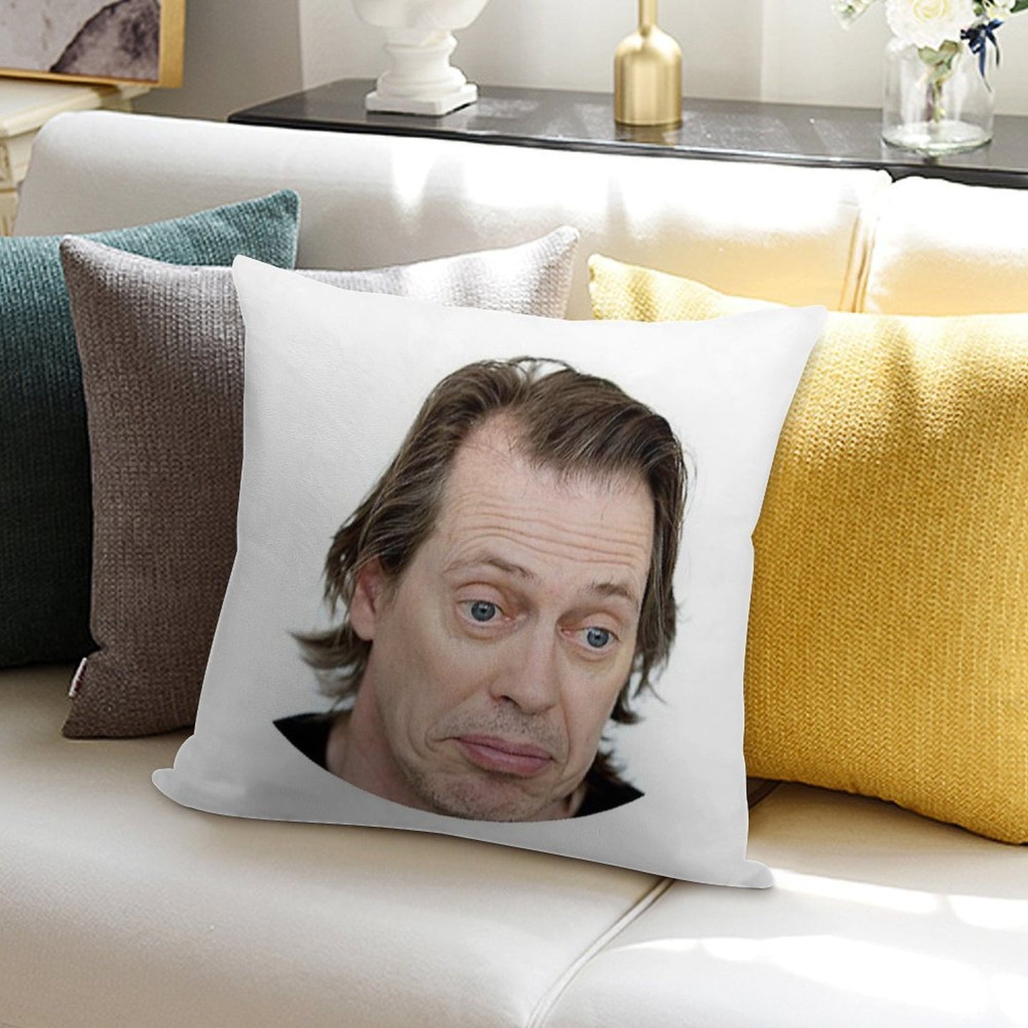 Steve Buscemi Meme Funny! Soft Shrink-Resistant Throw Pillow