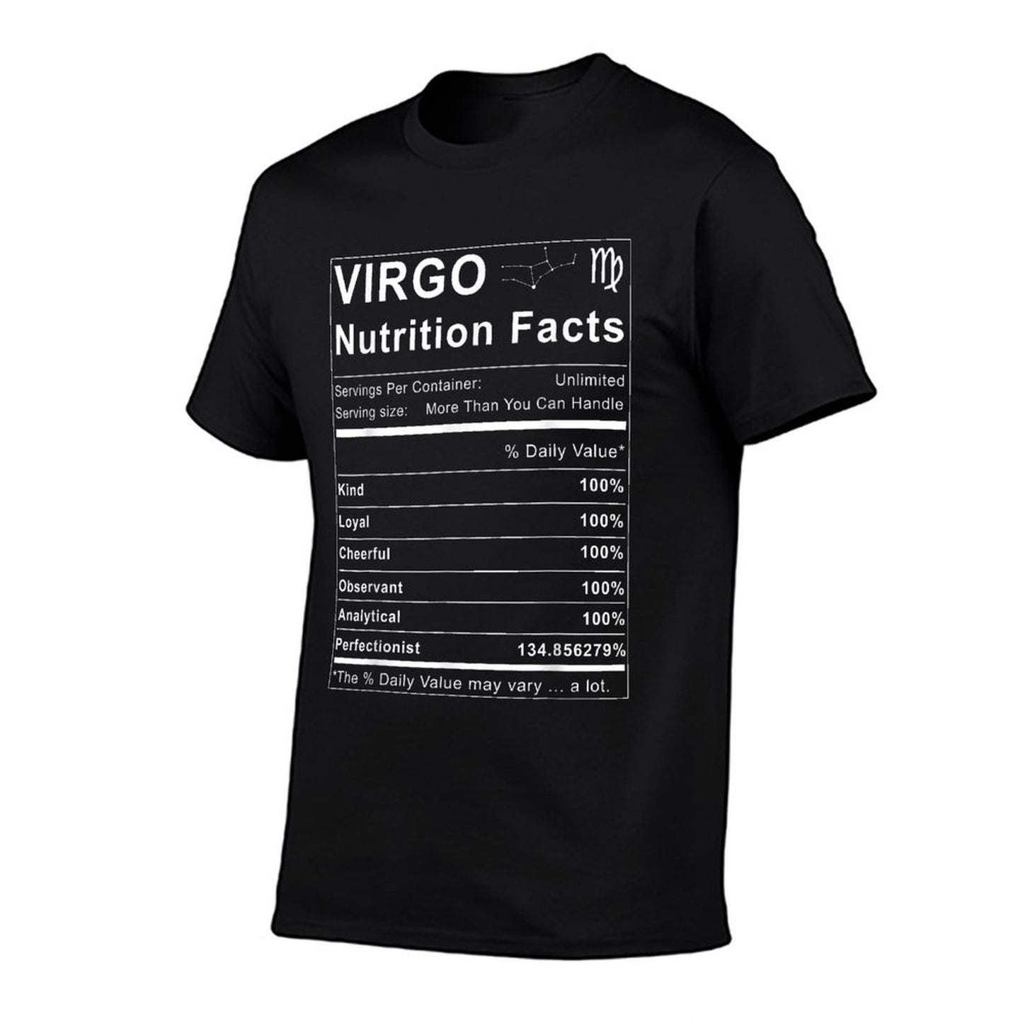 Virgo Nutrition Facts Zodiac Sign Birthday Gift Fade-proof Color T-Shirt