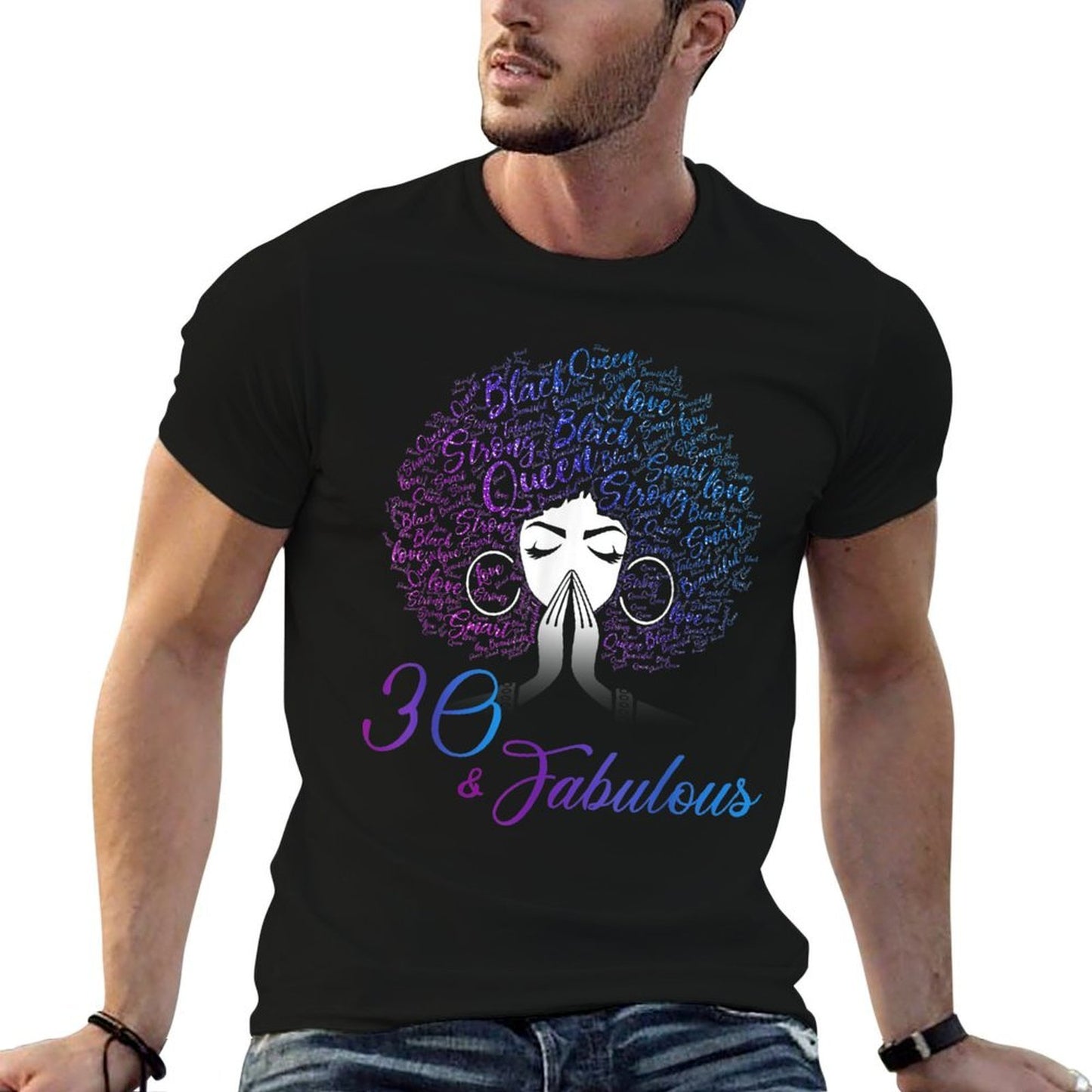 30 & Fabulous Afro Hair Black Women 30th Birthday Gifts Stretchy T-Shirt