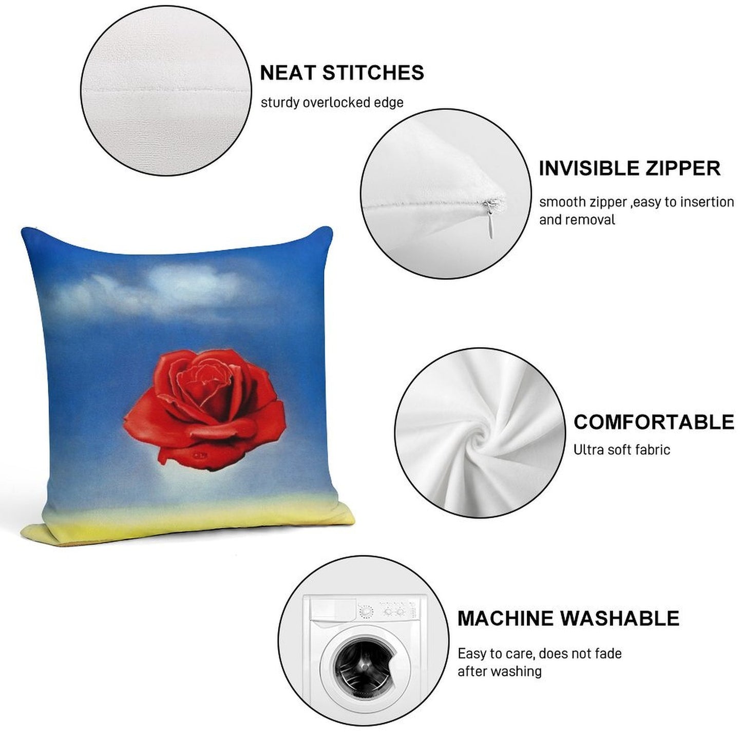 The Meditative Rose-Salvador Dali Soft Ultra-Soft Texture Throw Pillow