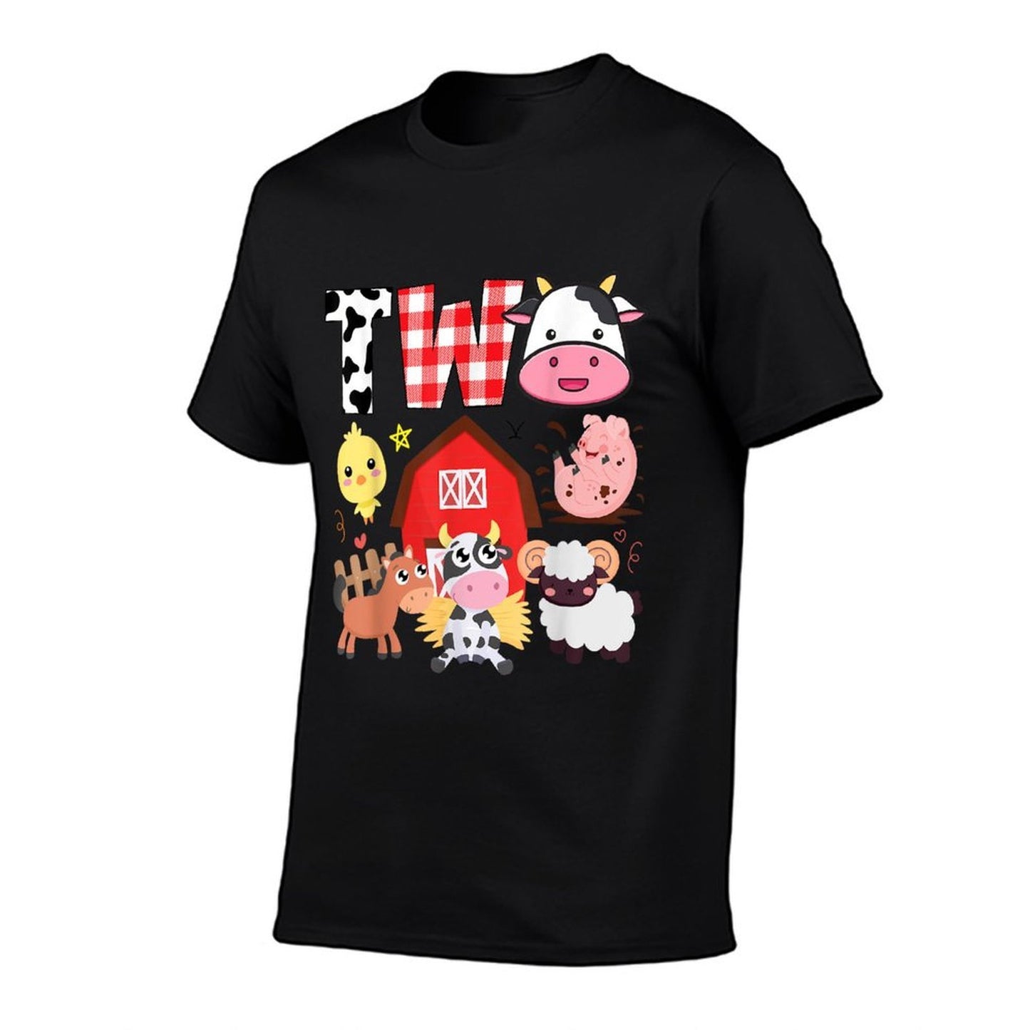 2nd Birthday Two Year Old Farm Theme Animals Birthday Party Heathered Texture T-Shirt