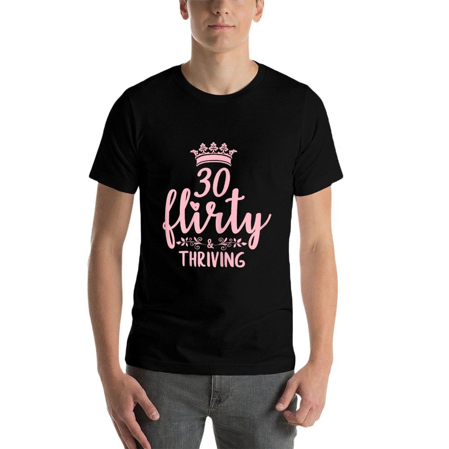 30 Thirty Flirty & Thriving 30th Birthday for Her Rolled Sleeves T-Shirt