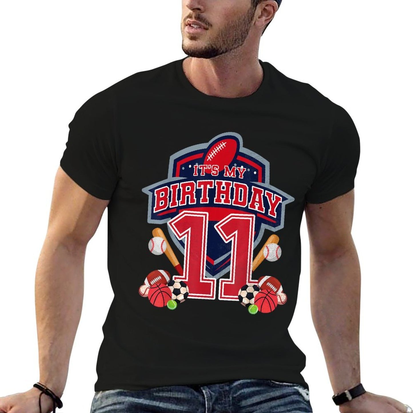 Sports It's My 11th Birthday Boys 11 Year Old Birthday Party Trendy Pattern T-Shirt