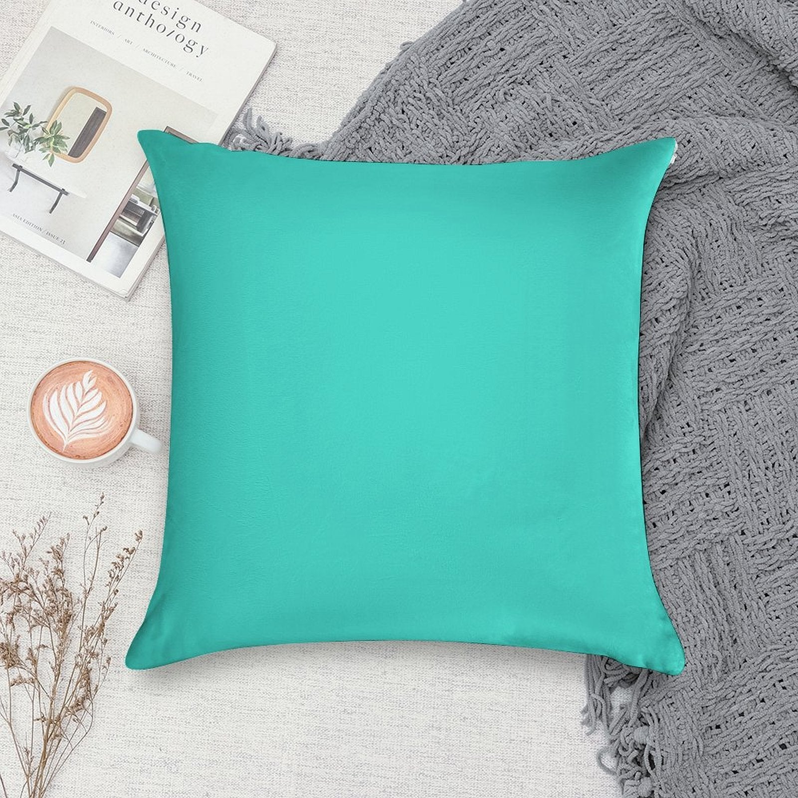 PLAIN TURQUOISE -100 TURQUOISE AND AQUA  AND CYAN SHADES ON OZCUSHIONS ON ALL PRODUCTS Soft Style Accent Throw Pillow