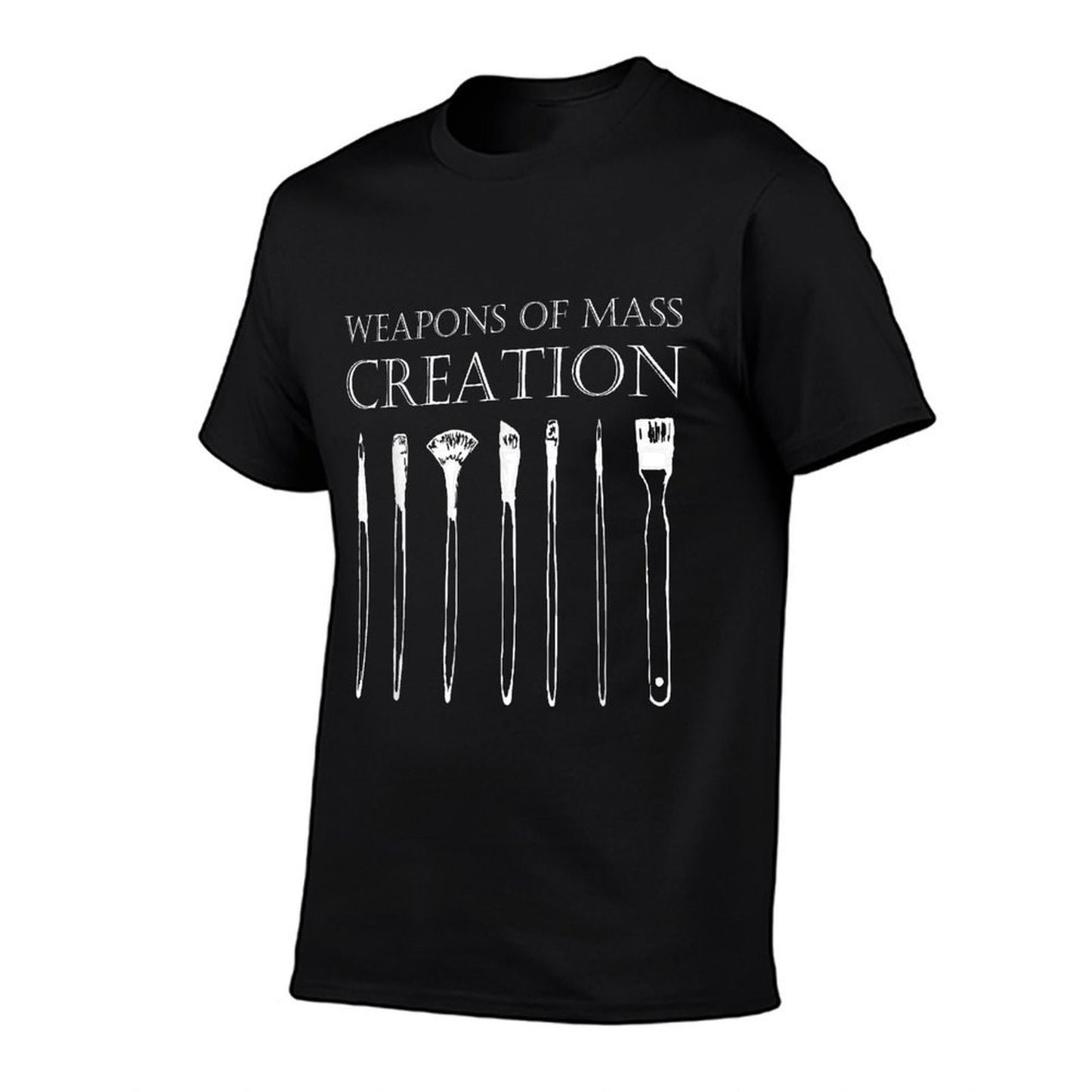 Weapons Of Mass Creation Funny Art Brush Painter Artist Ribbed Collar T-Shirt