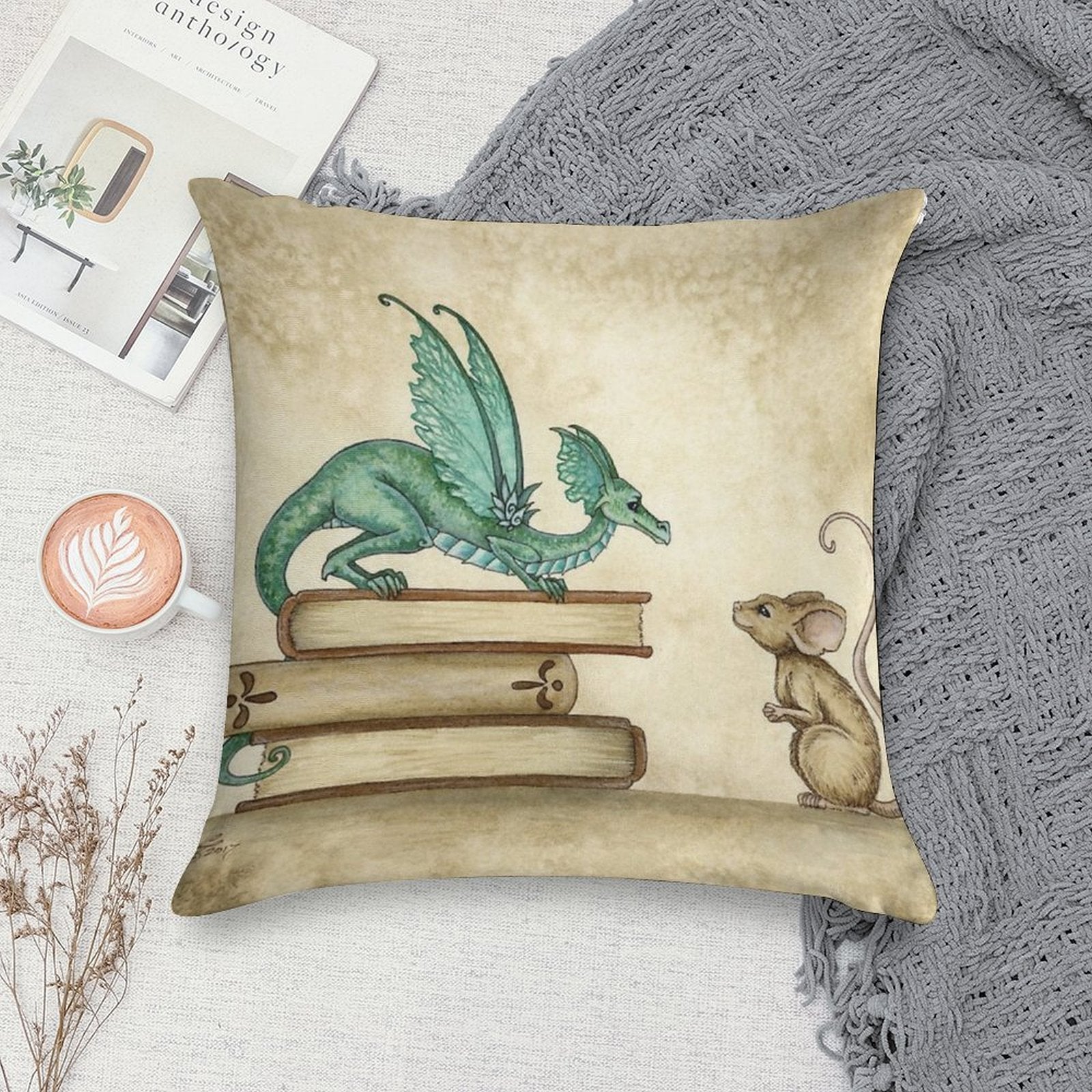 A Curious Encounter Soft Shrink-Resistant Throw Pillow