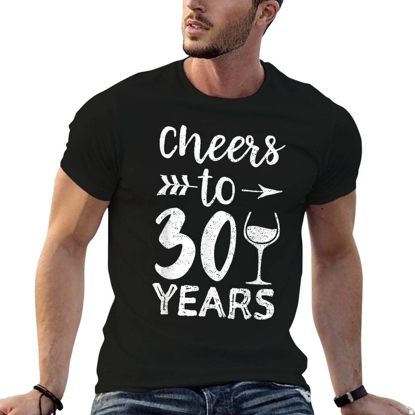 Wine Lover Cheers To 30 Years 30th Birthday Comfortable T-Shirt