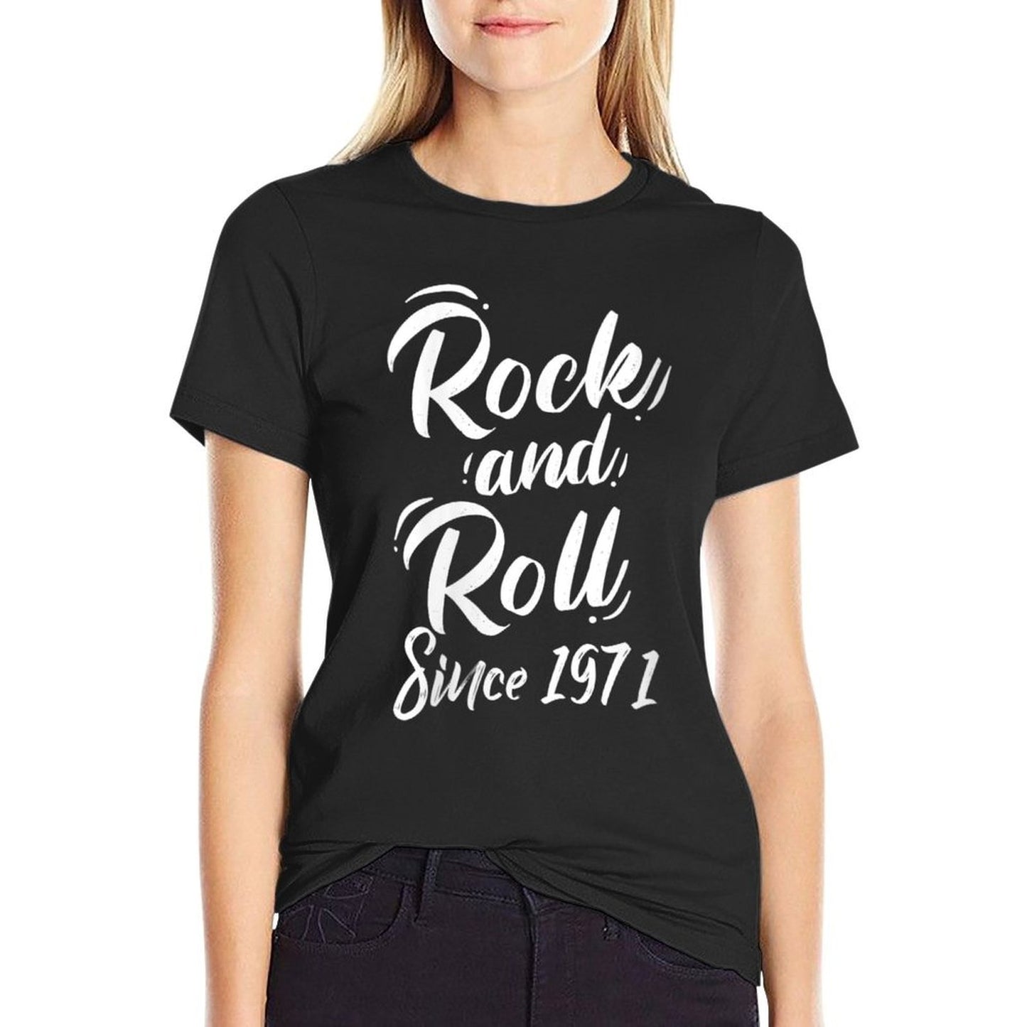 Womens Vintage Look Rock And Roll Since 1971 50th Birthday 50Yo Gag Odor-resistant T-Shirt