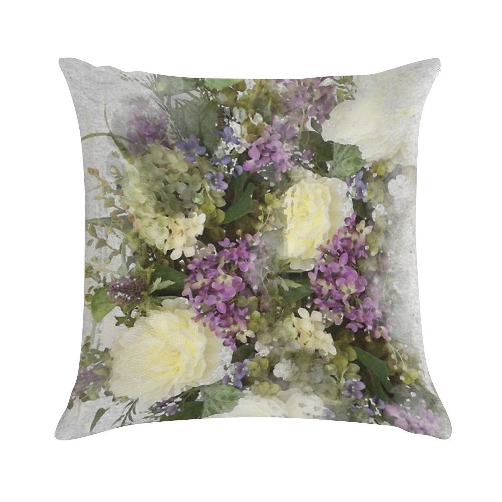 All Kinds of Lovely- A Watercolour Floral Bouquet of Cream Roses And Purple Flowers Soft Multiple Sizes Throw Pillow