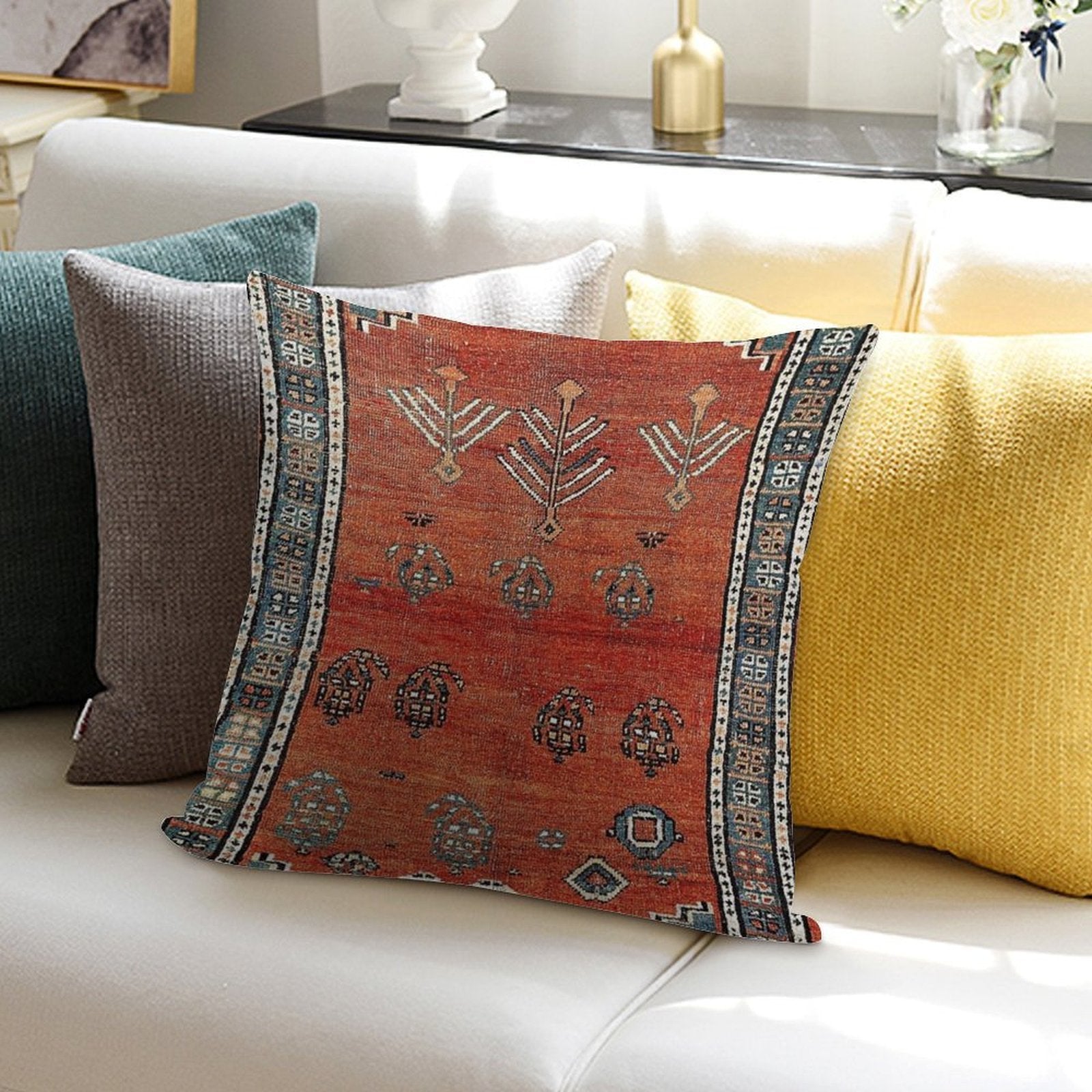 Bakhshaish Azerbaijan Northwest Persian Carpet Print Soft Skin-Friendly Throw Pillow